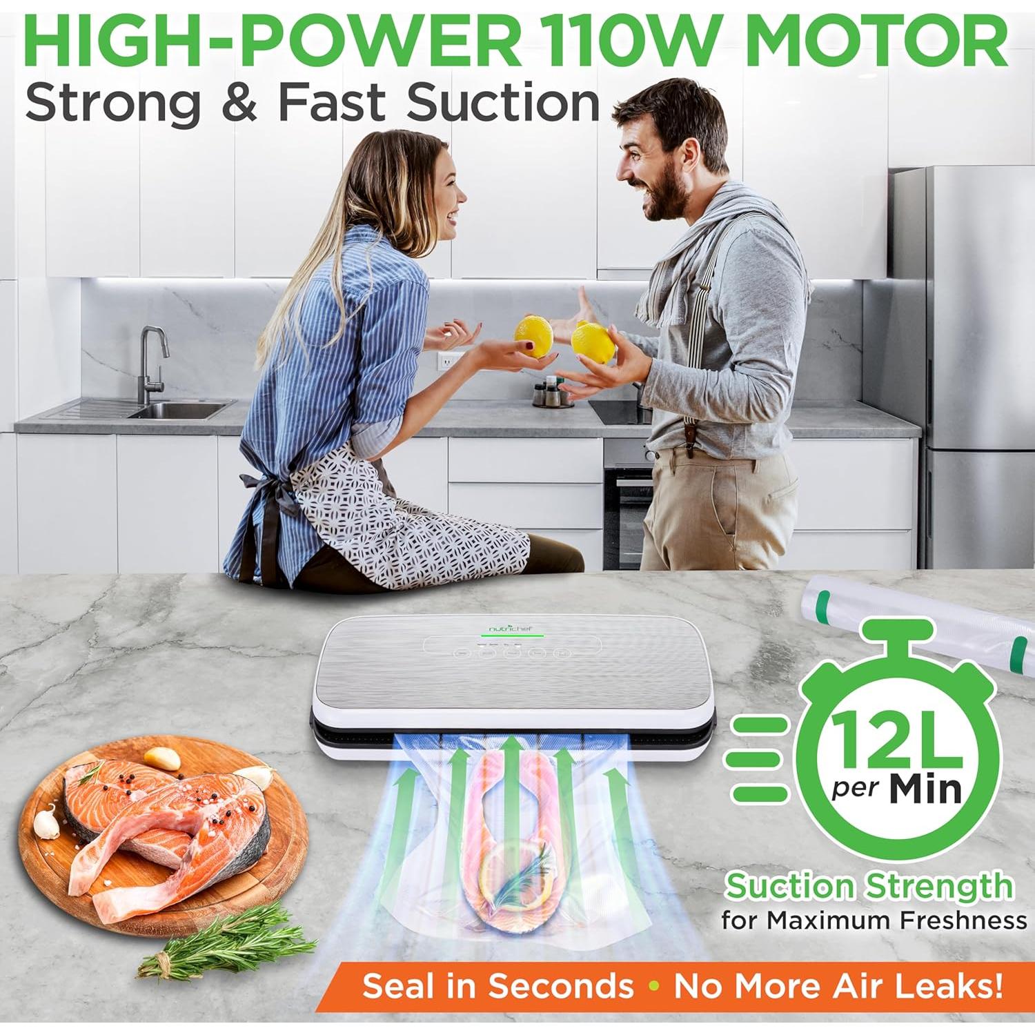 Selladora al Vacío NutriChef PKVS18SL - Automática, Plata