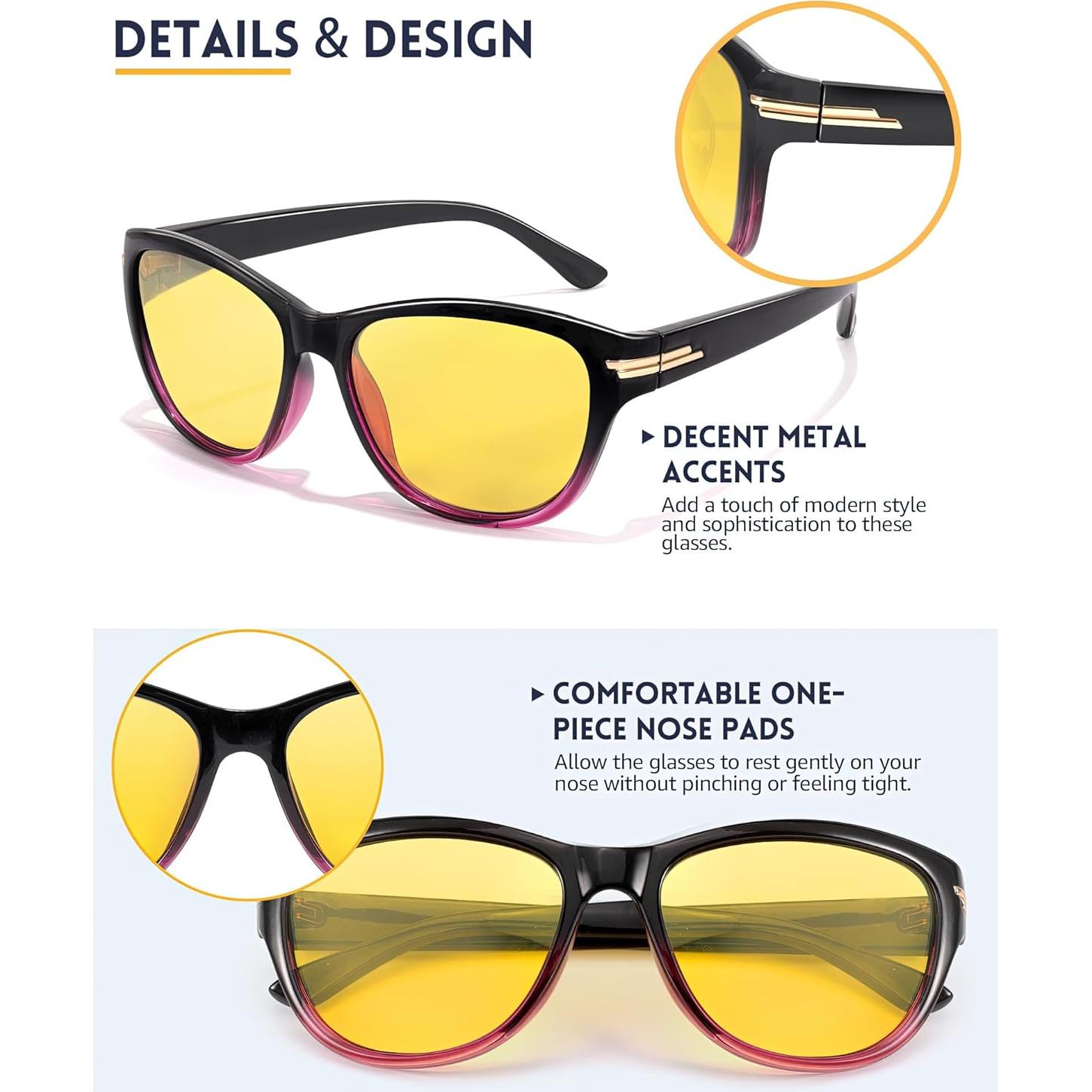 Gafas de Conducción Nocturna TJUTR - Lentes Amarillas Polarizadas