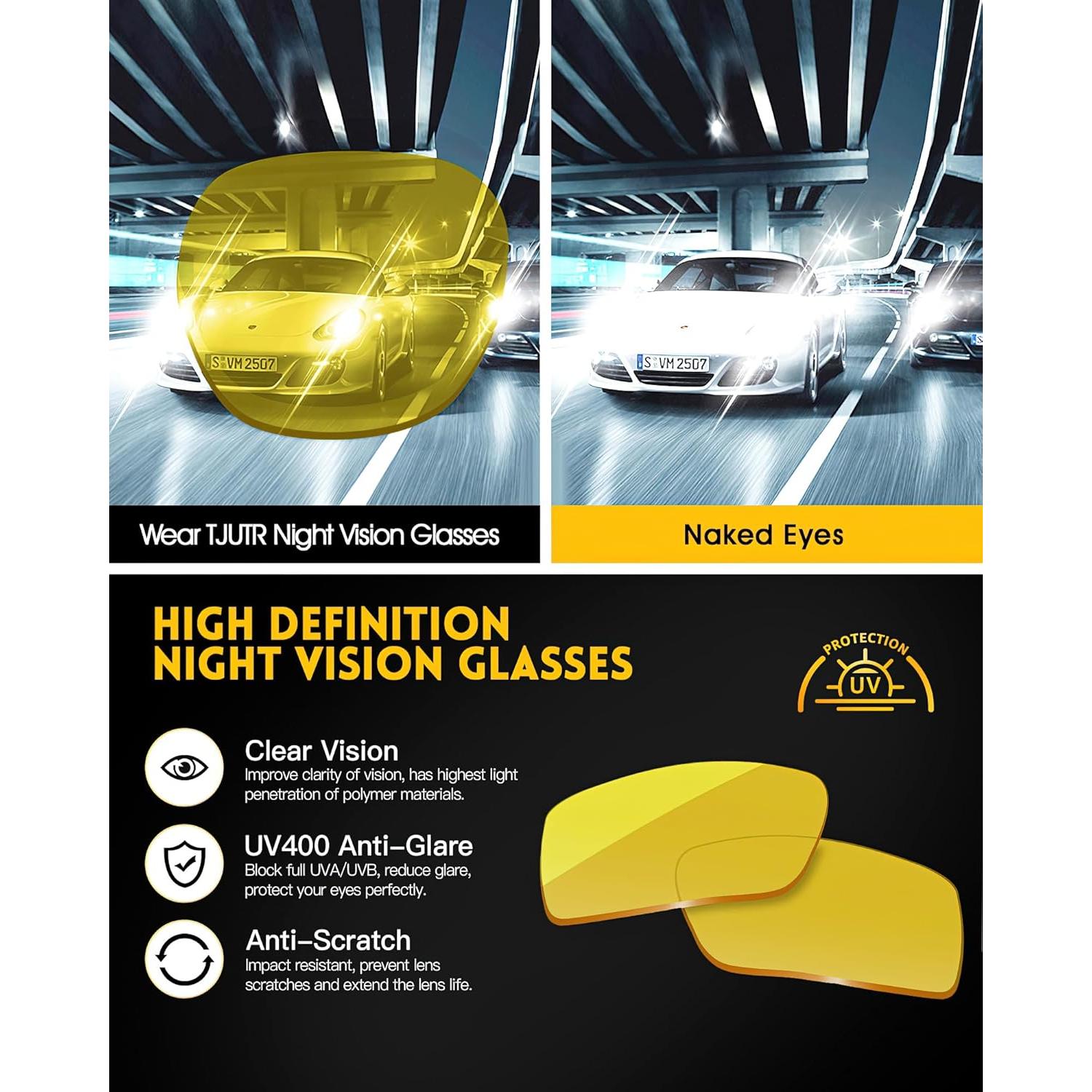 Gafas de Conducción Nocturna TJUTR - Lentes Amarillas Polarizadas