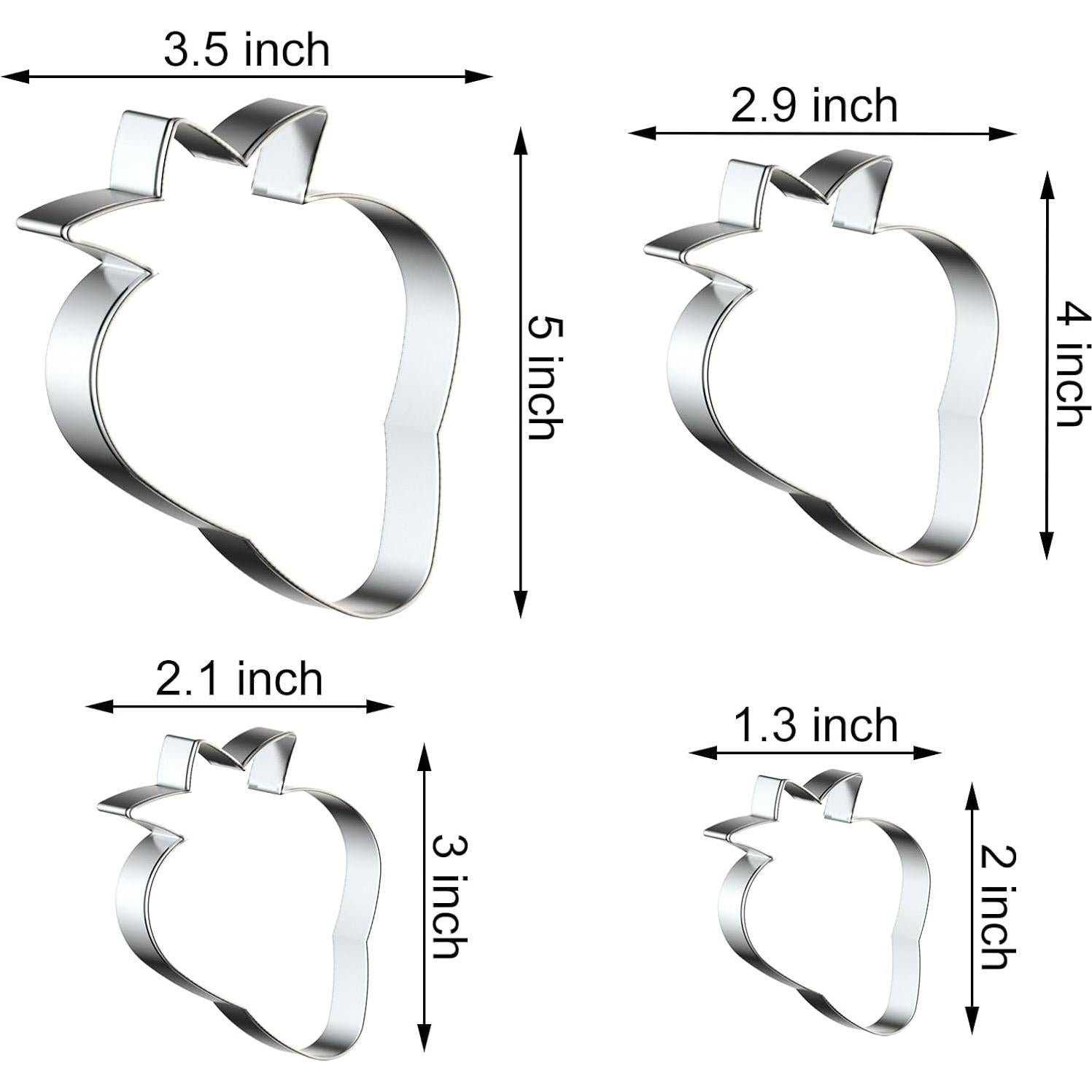Juego de Cortadores de Galletas de Fresa QAAQS - 4 Piezas