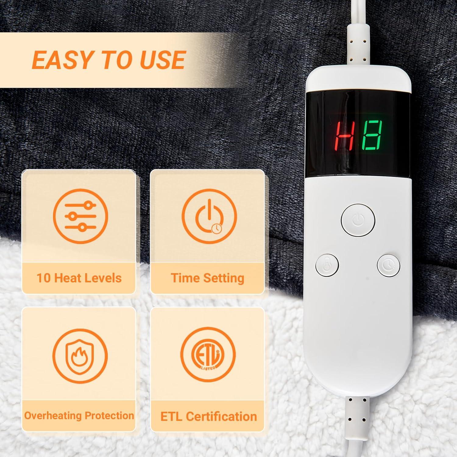 Manta Eléctrica Calentada PENGZHU 220gsm con Apagado Automático