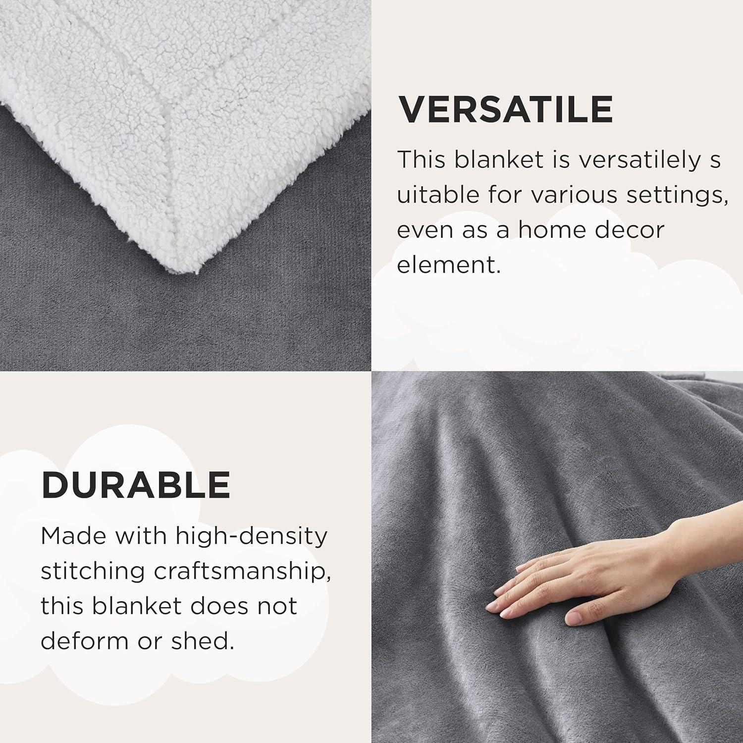 Manta Sherpa Bedsure Individual Gris 152x203 cm Suave