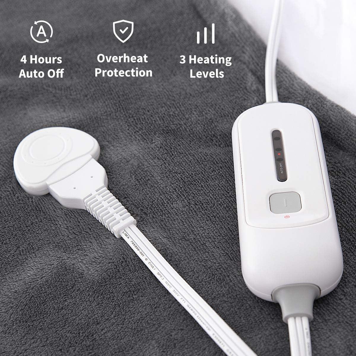 Manta Eléctrica Calentada YOUICHIC 127x152 cm 6 Niveles Calor