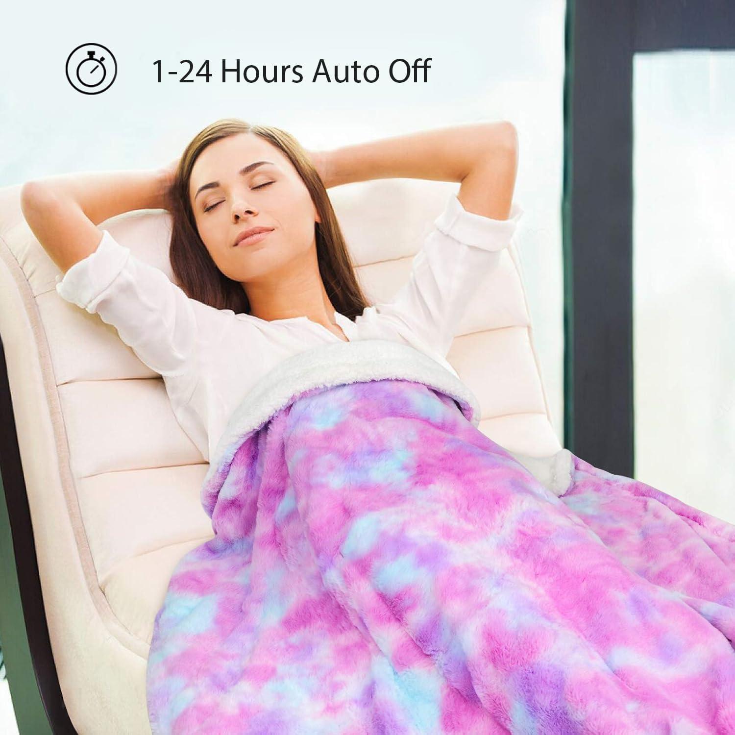 Manta Eléctrica Calentada ZXU 127x152 cm 12 Niveles Rosa