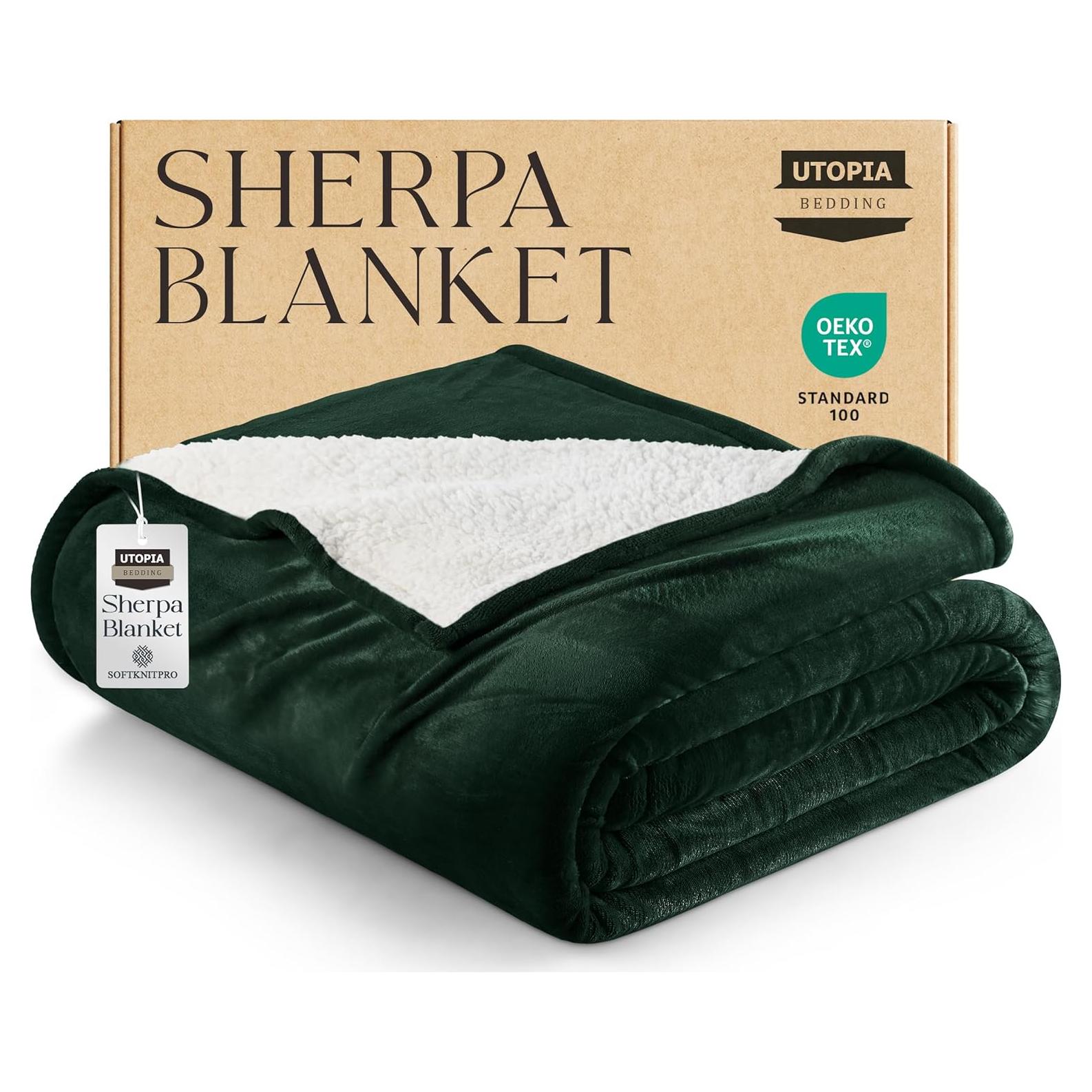 Manta Sherpa Utopia Bedding Doble Verde Bosque 230x213 cm