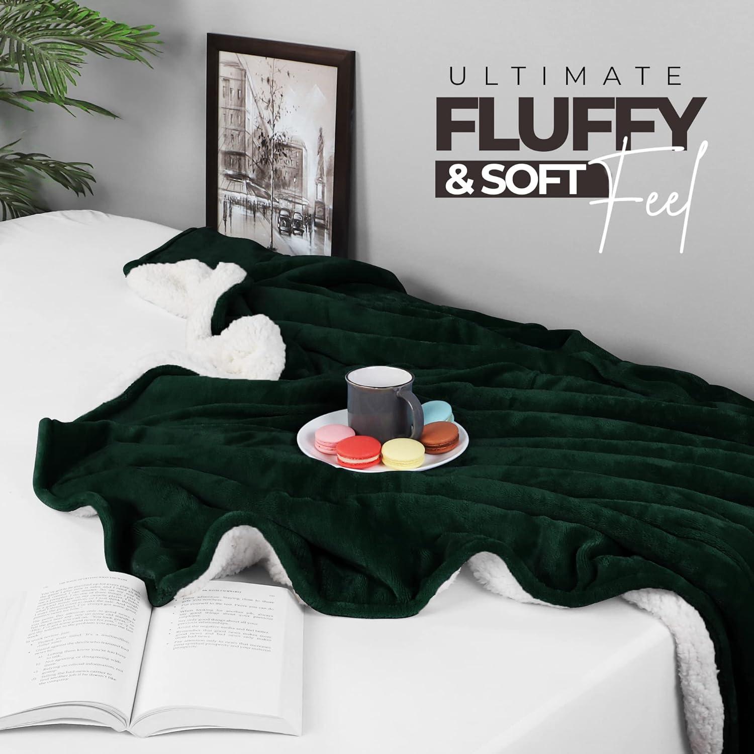 Manta Sherpa Utopia Bedding Doble Verde Bosque 230x213 cm