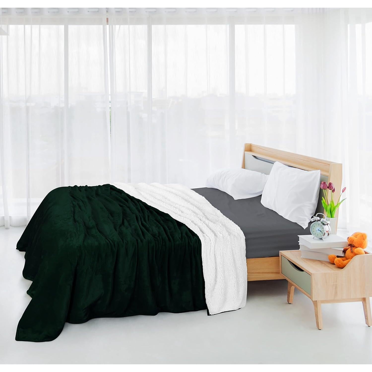 Manta Sherpa Utopia Bedding Doble Verde Bosque 230x213 cm