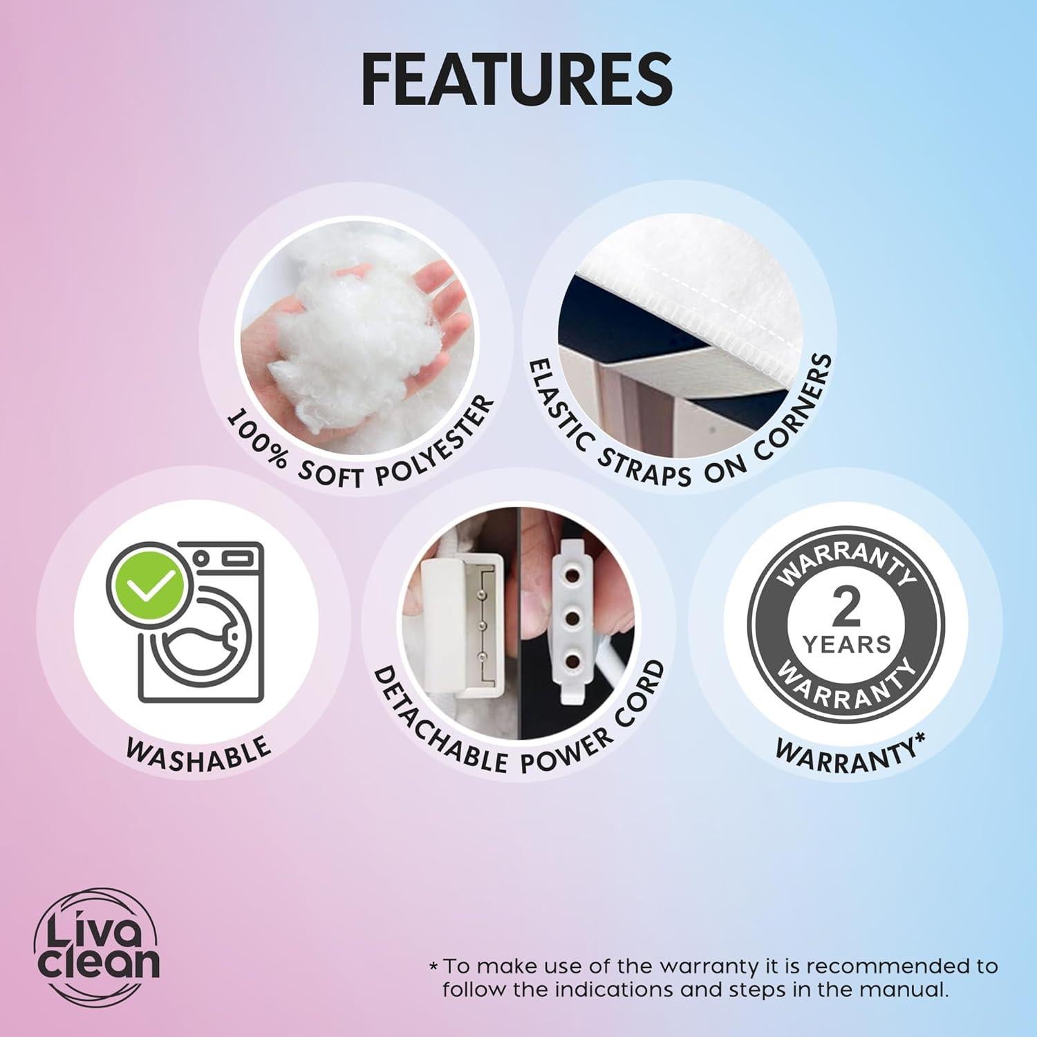 Manta Térmica Eléctrica LivaClean 180x75 cm 3 Temperaturas