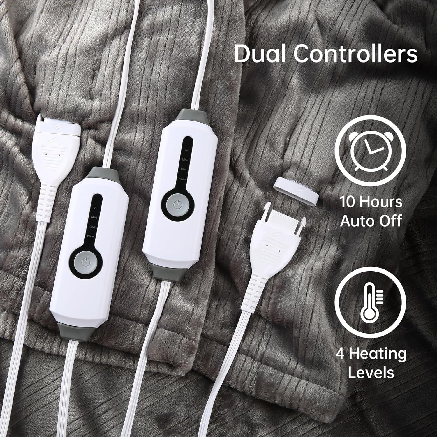 Manta Eléctrica McJaw Queen 213x229 cm Franela Gris 4 Niveles