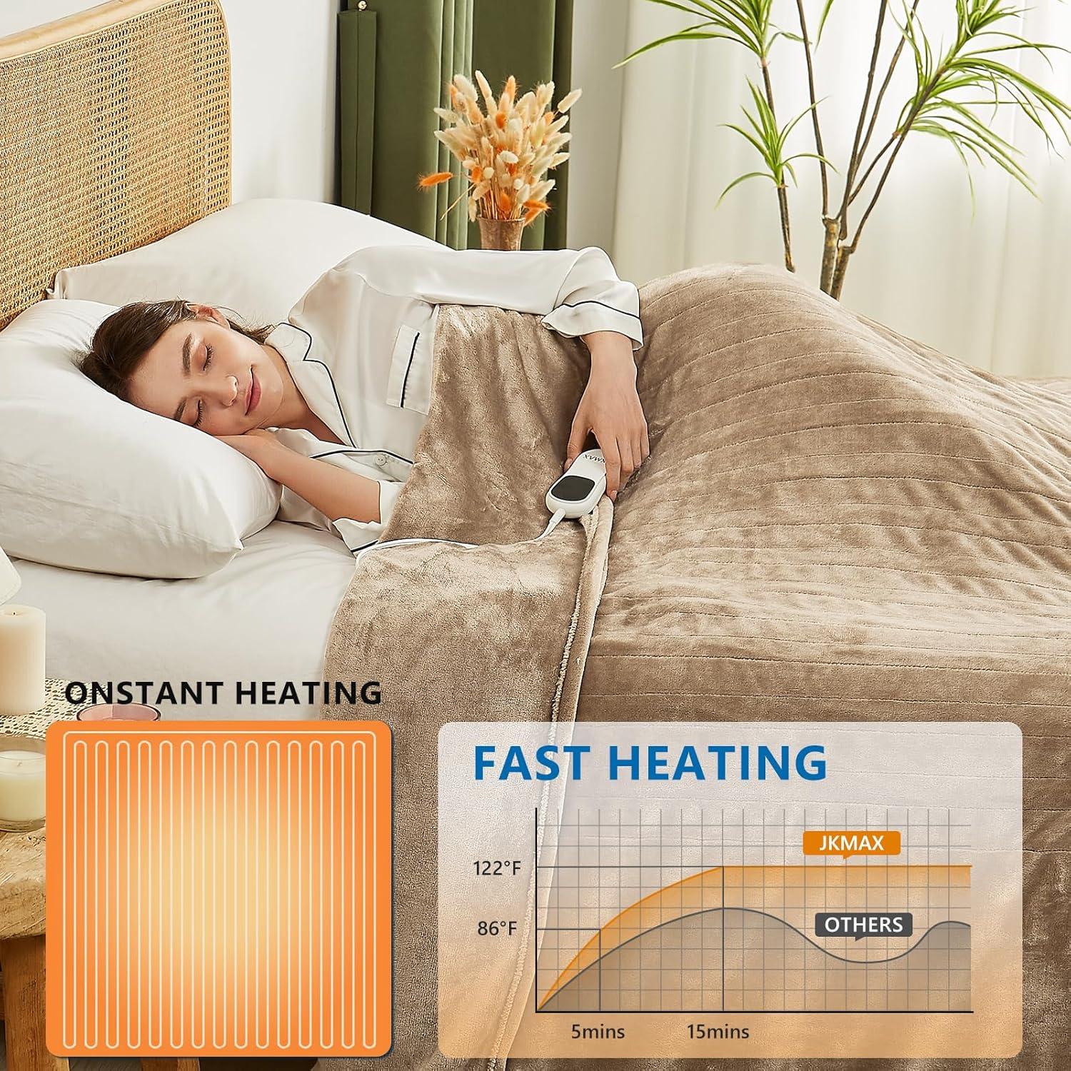 Manta Eléctrica JKMAX Queen 10 Niveles Calor Beige 213x229cm