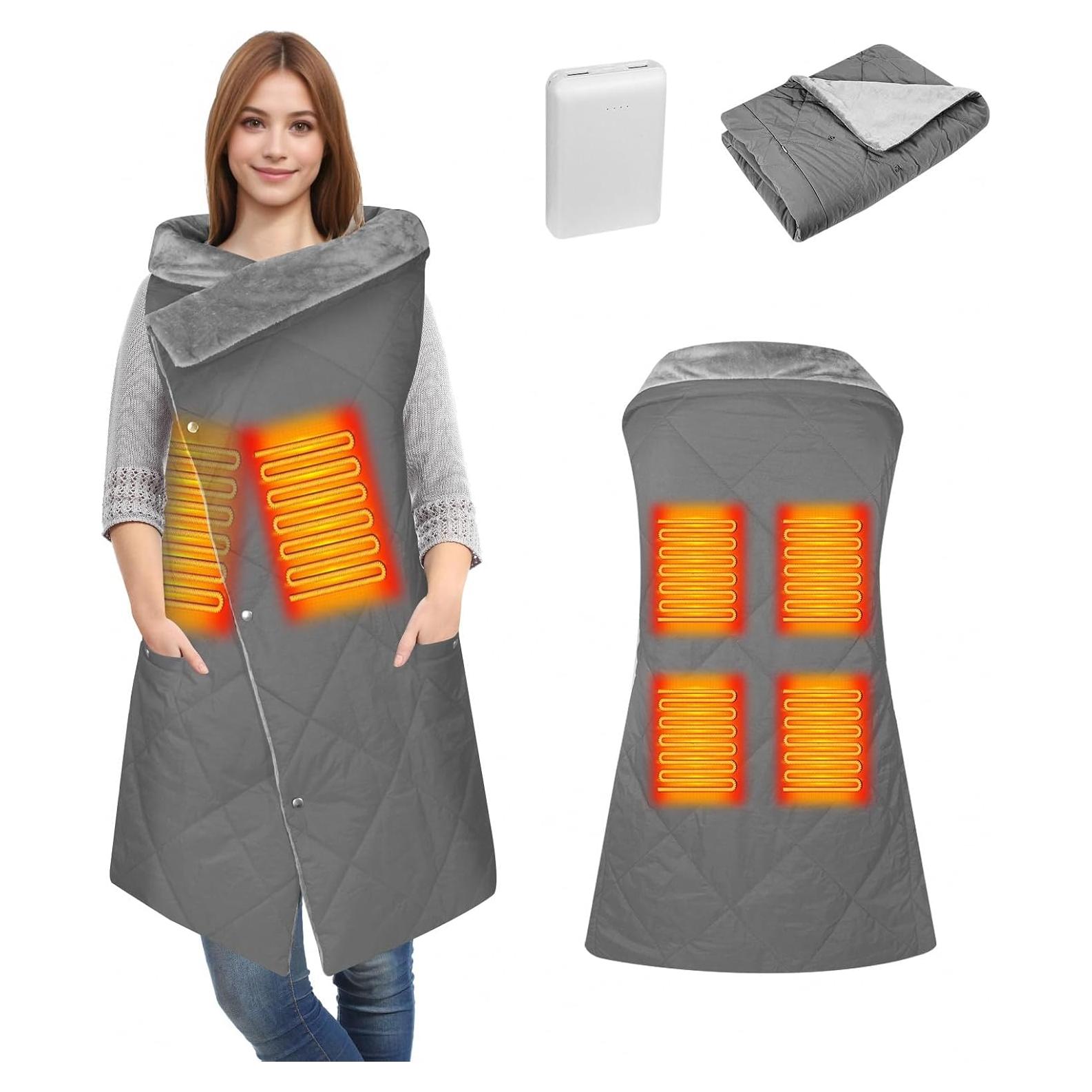 Manta Calentada Inalámbrica Girasol 10000mAh 3 Niveles Gris