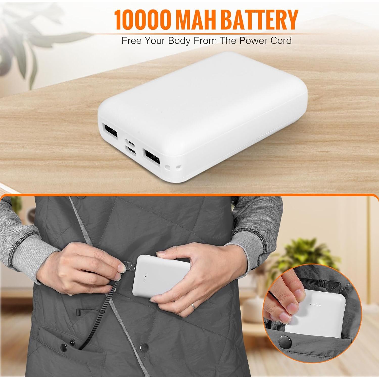 Manta Calentada Inalámbrica Girasol 10000mAh 3 Niveles Gris