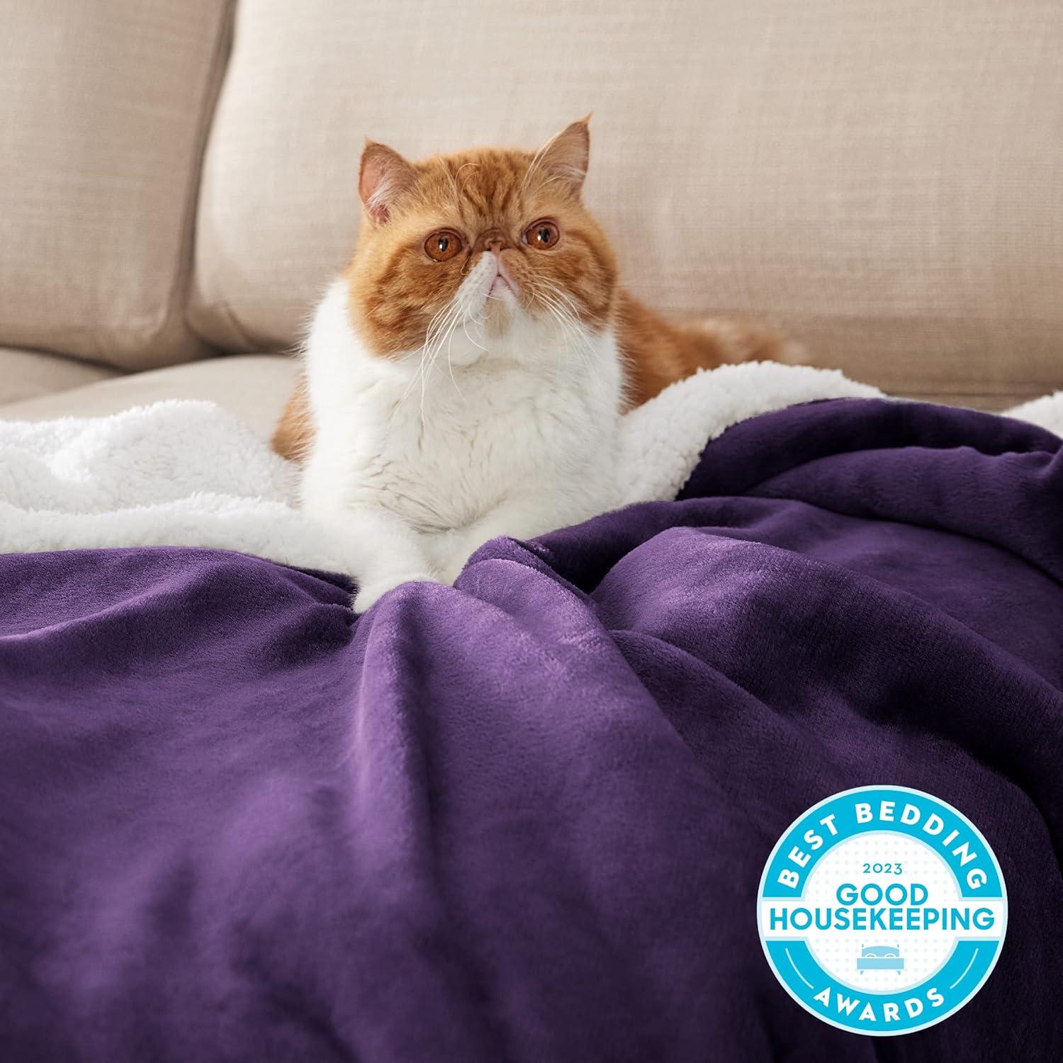 Manta Sherpa Fleece Bedsure Queen 90x90 Púrpura Gruesa y Cálida
