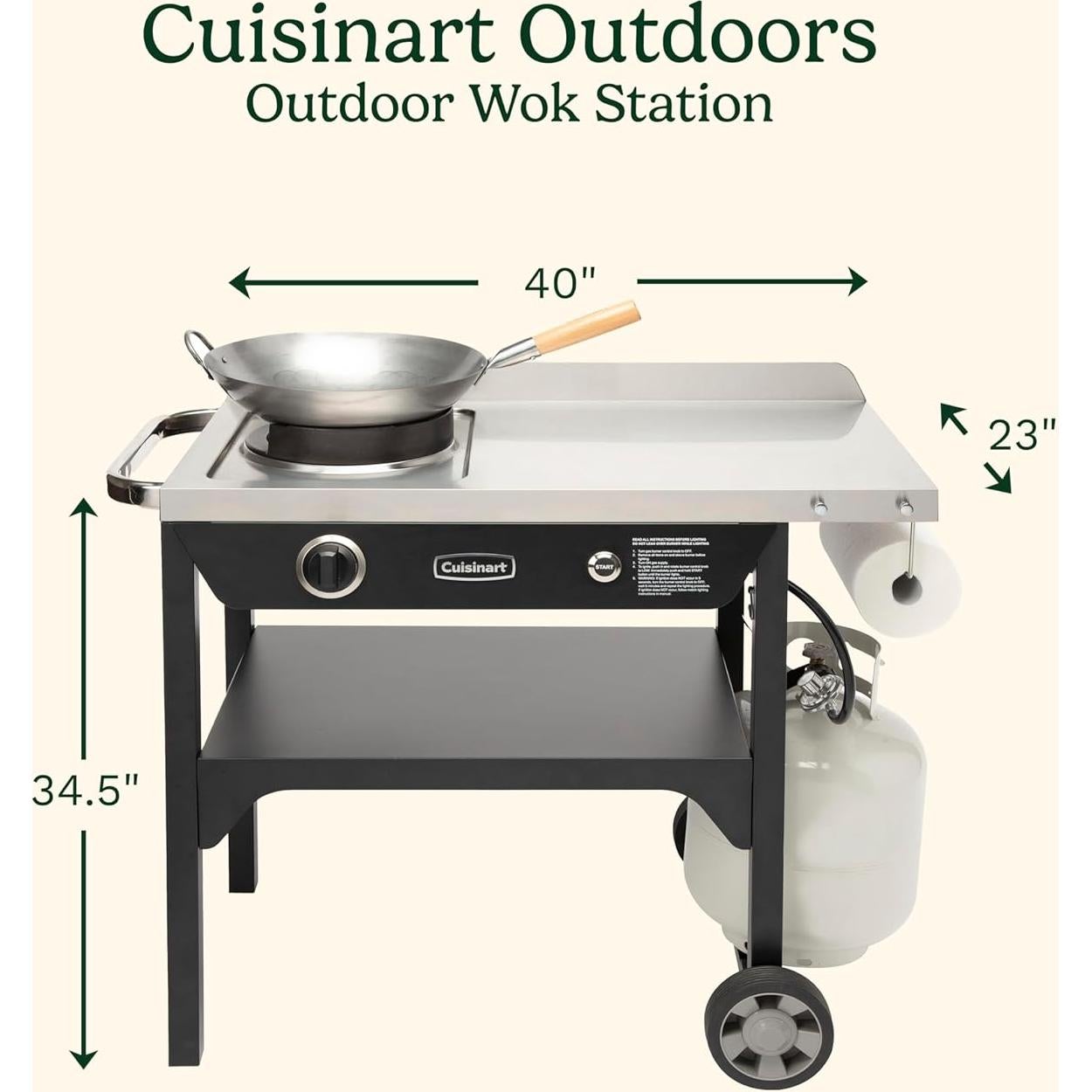 Estación de Wok Exterior Cuisinart 50,000 BTU con Wok 35.56 cm