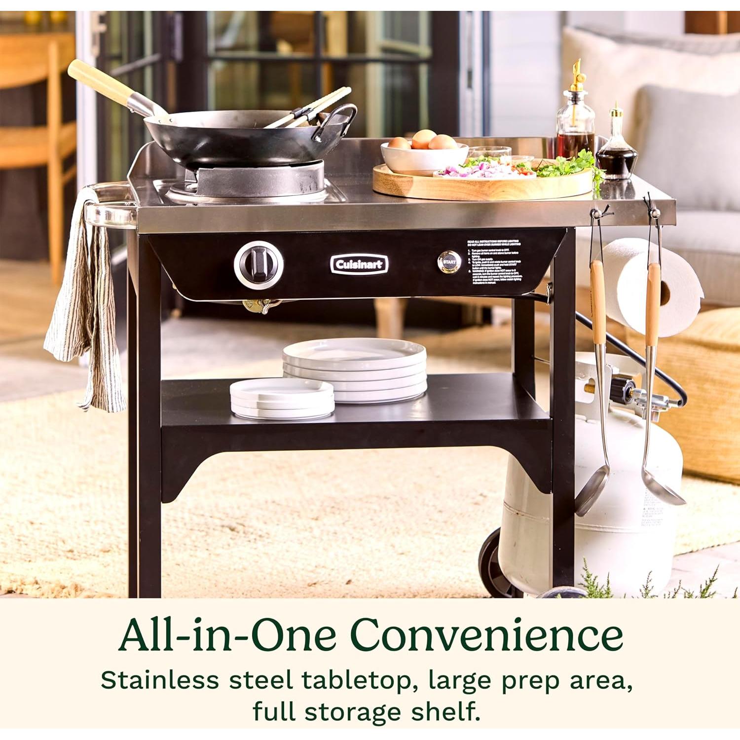 Estación de Wok Exterior Cuisinart 50,000 BTU con Wok 35.56 cm