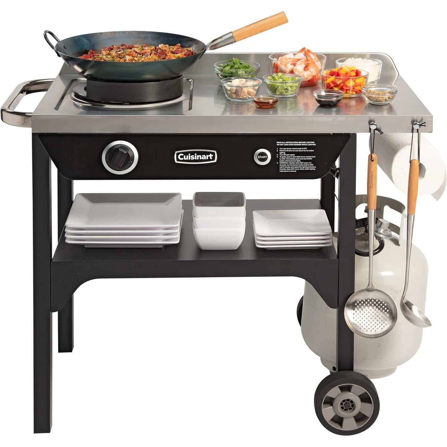Estación de Wok Exterior Cuisinart 50,000 BTU con Wok 35.56 cm