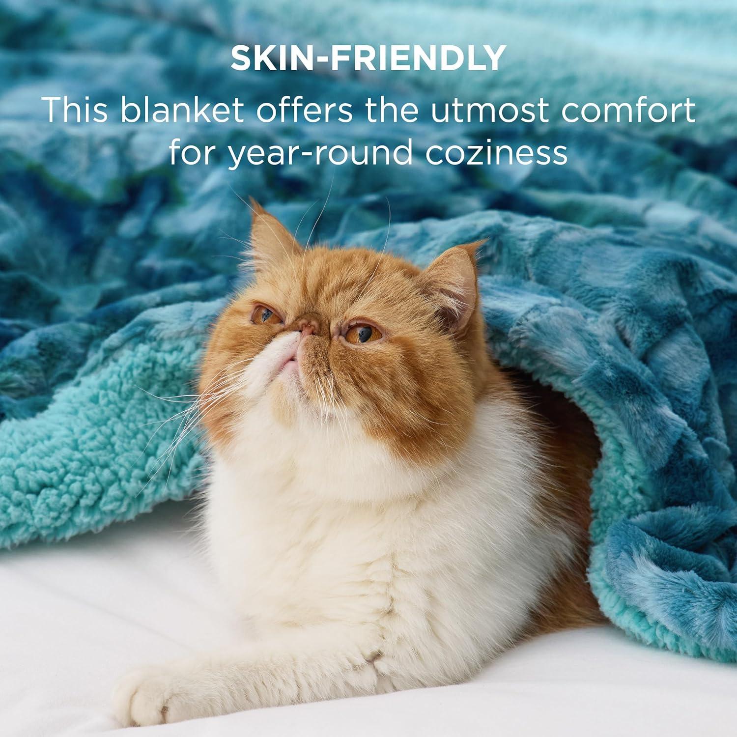 Manta Reversible Bedsure Sherpa Individual Verde Azulado 152x203 cm