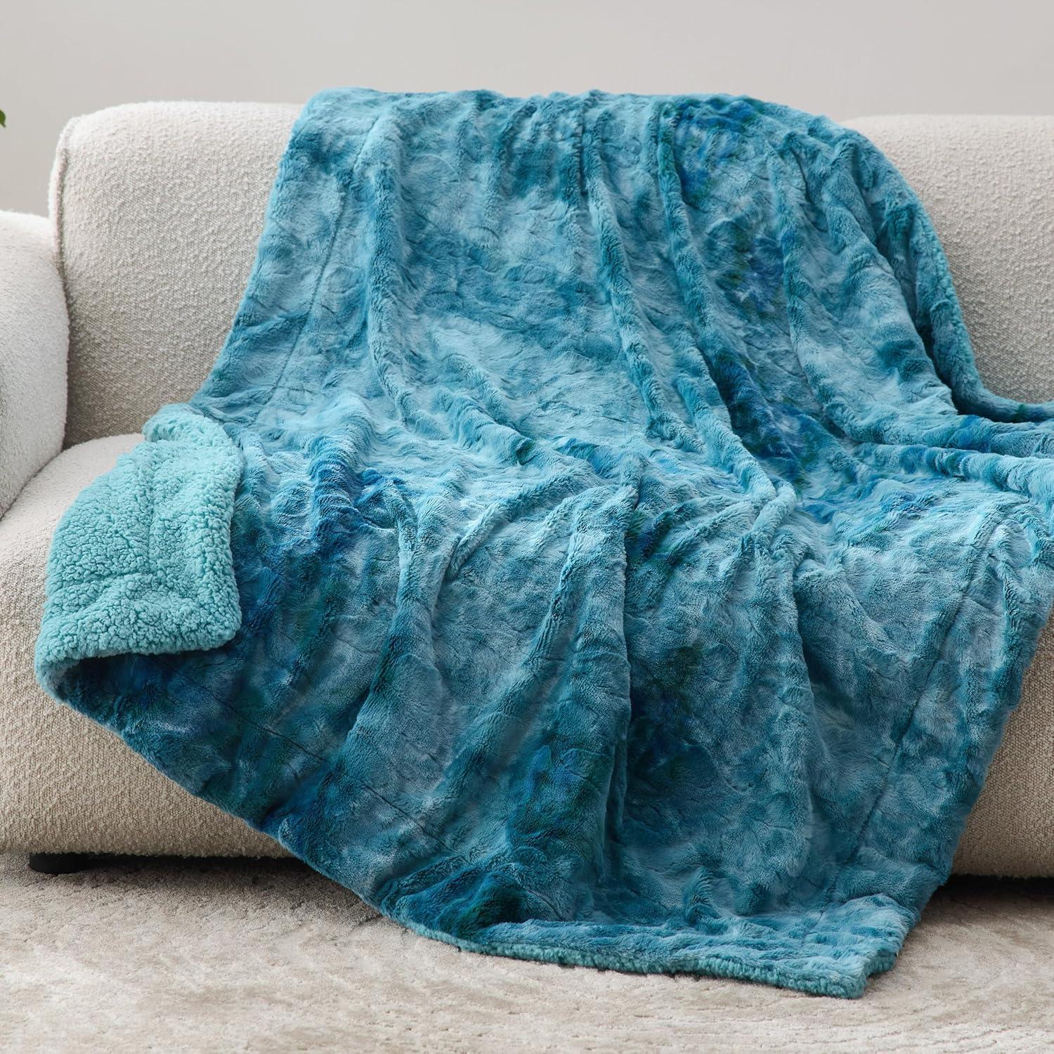 Manta Reversible Bedsure Sherpa Individual Verde Azulado 152x203 cm