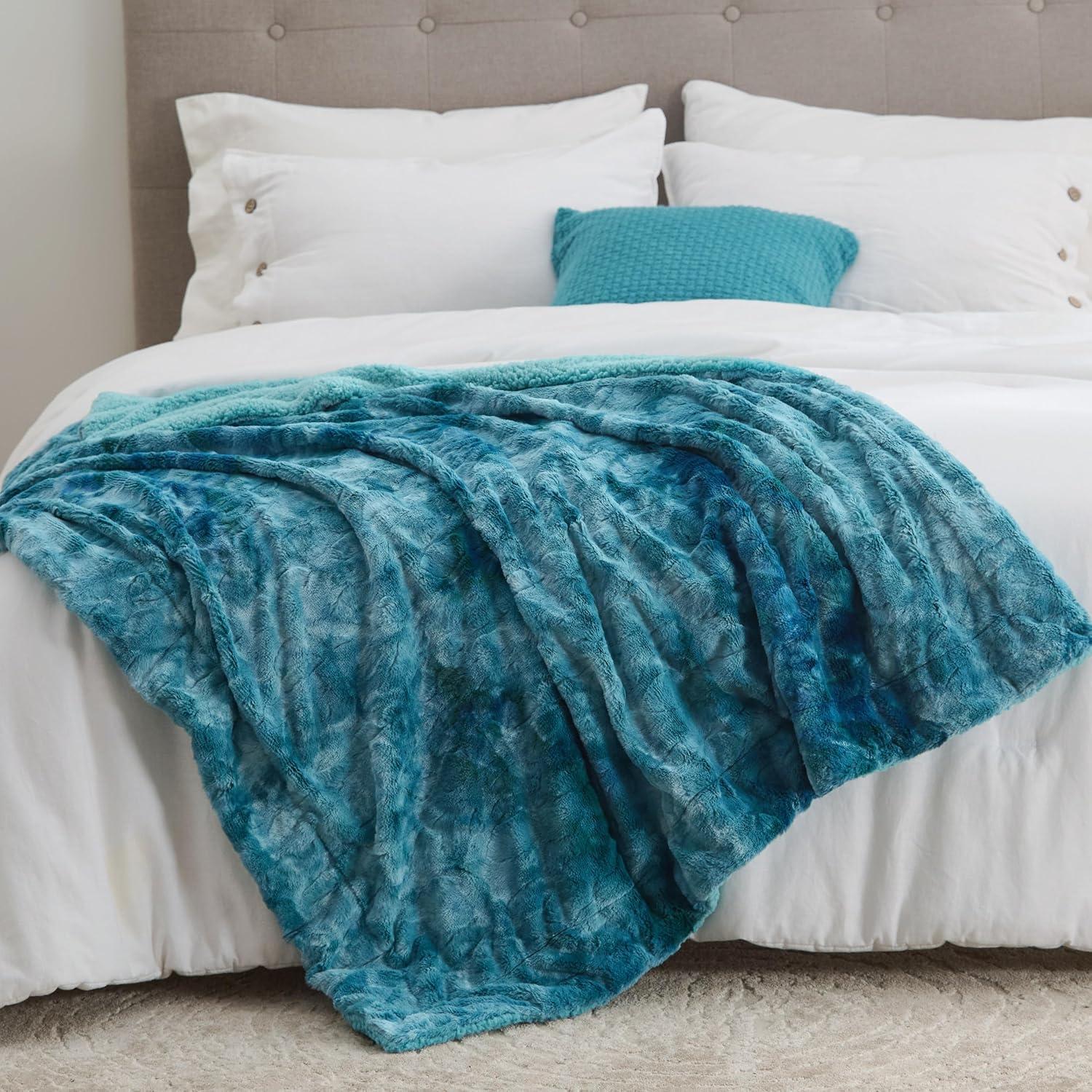 Manta Reversible Bedsure Sherpa Individual Verde Azulado 152x203 cm