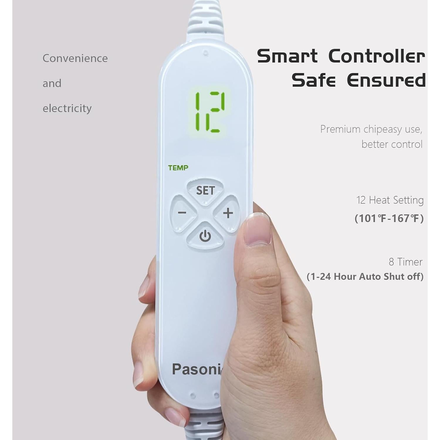 Almohadilla Térmica Eléctrica Pasonio XL 30x60cm con Peso 1.04kg