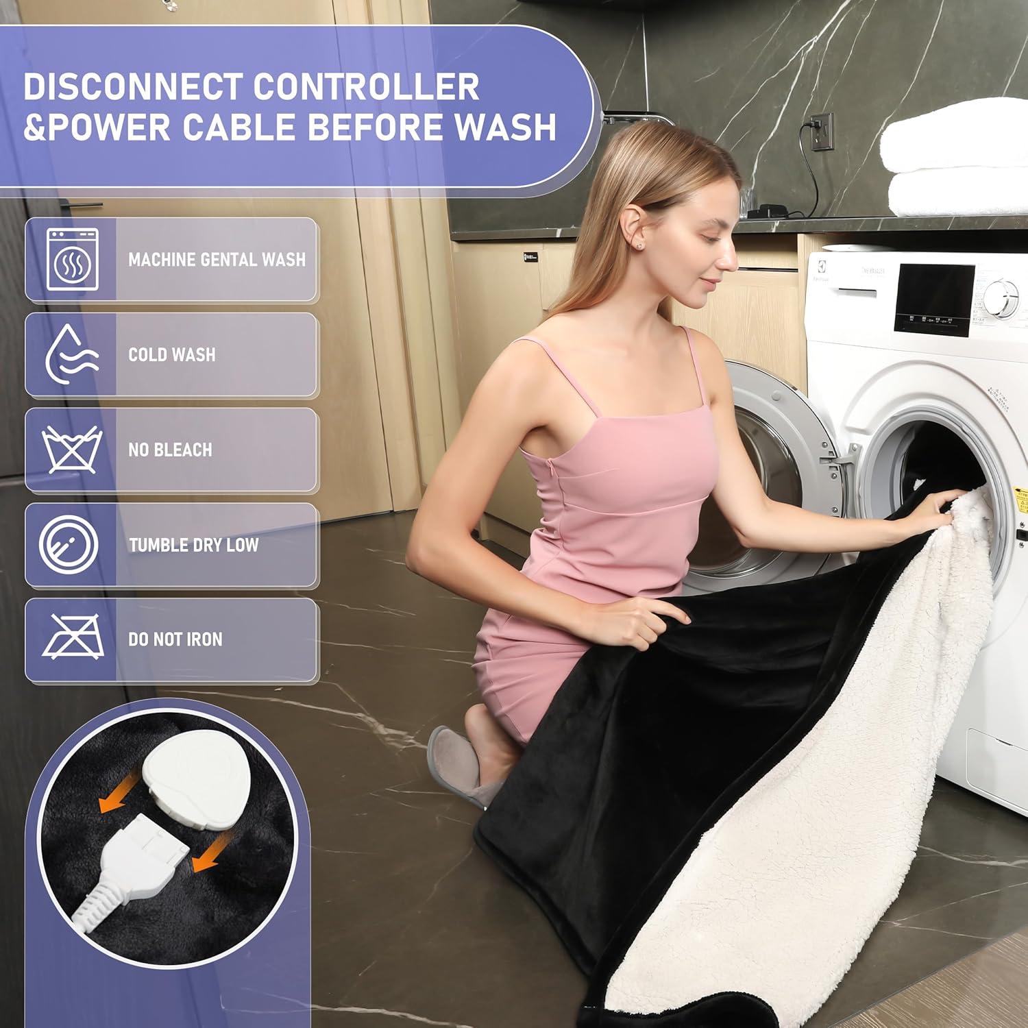 Manta Eléctrica Térmica Cushious Queen, Franela Lavable 8h