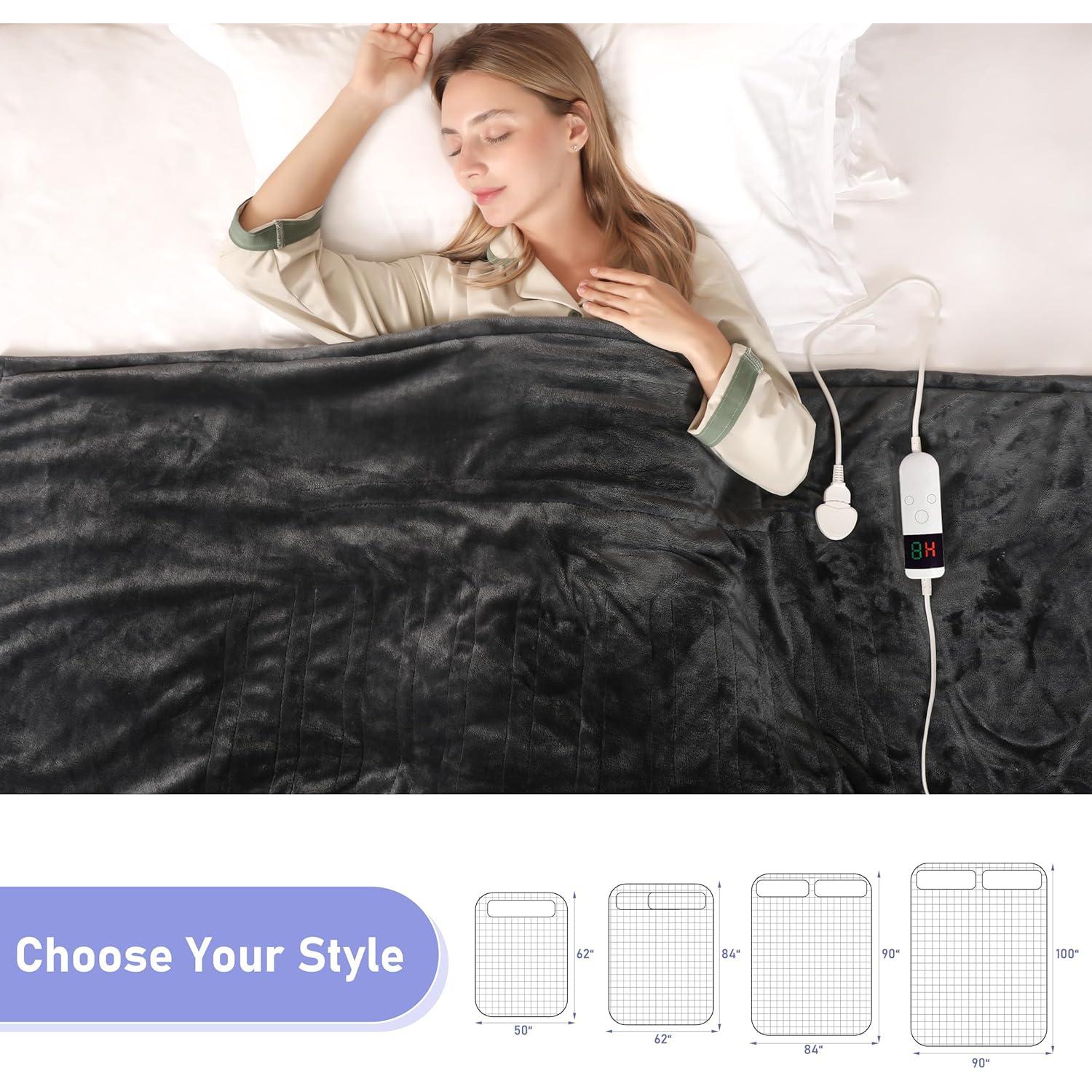 Manta Eléctrica Térmica Cushious Queen, Franela Lavable 8h