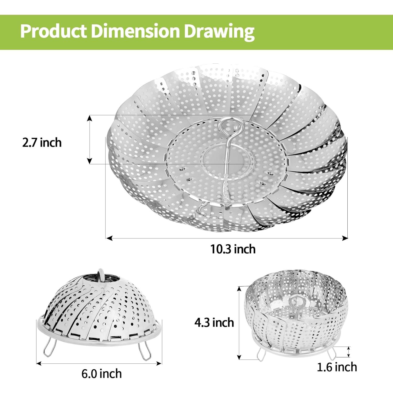 Canasta de Vapor Expandible IQworks 15.2 cm Acero Inoxidable