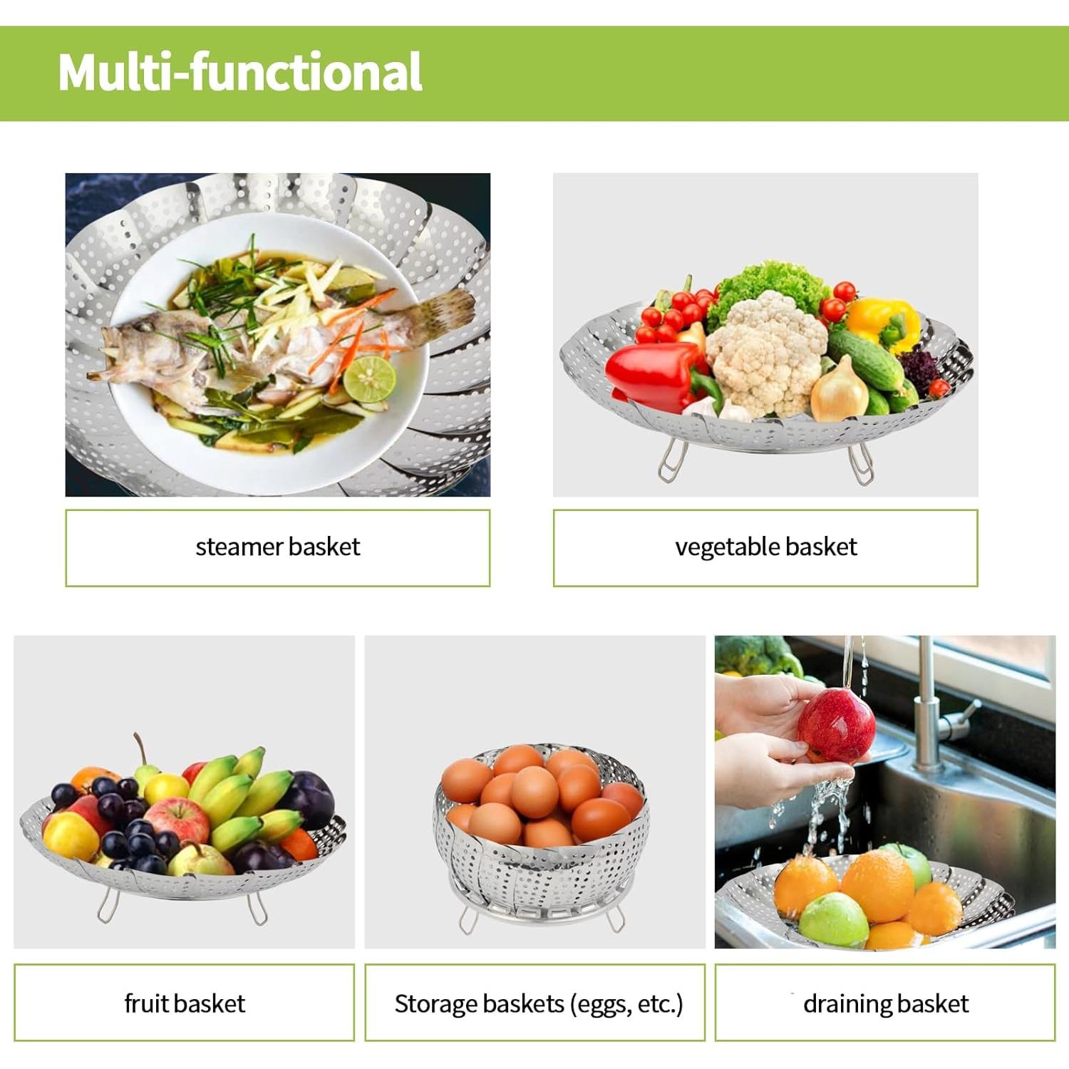 Canasta de Vapor Expandible IQworks 15.2 cm Acero Inoxidable