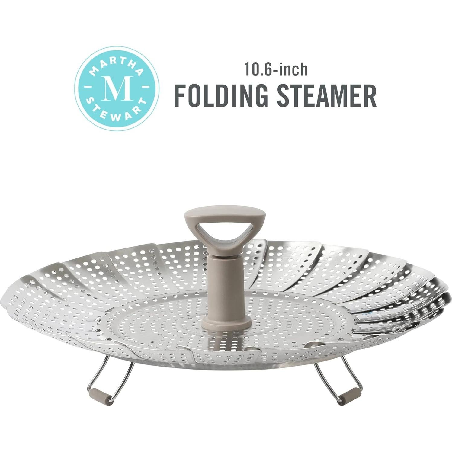 Vaporera Plegable Telescópica Martha Stewart 26.9 cm Acero Inoxidable