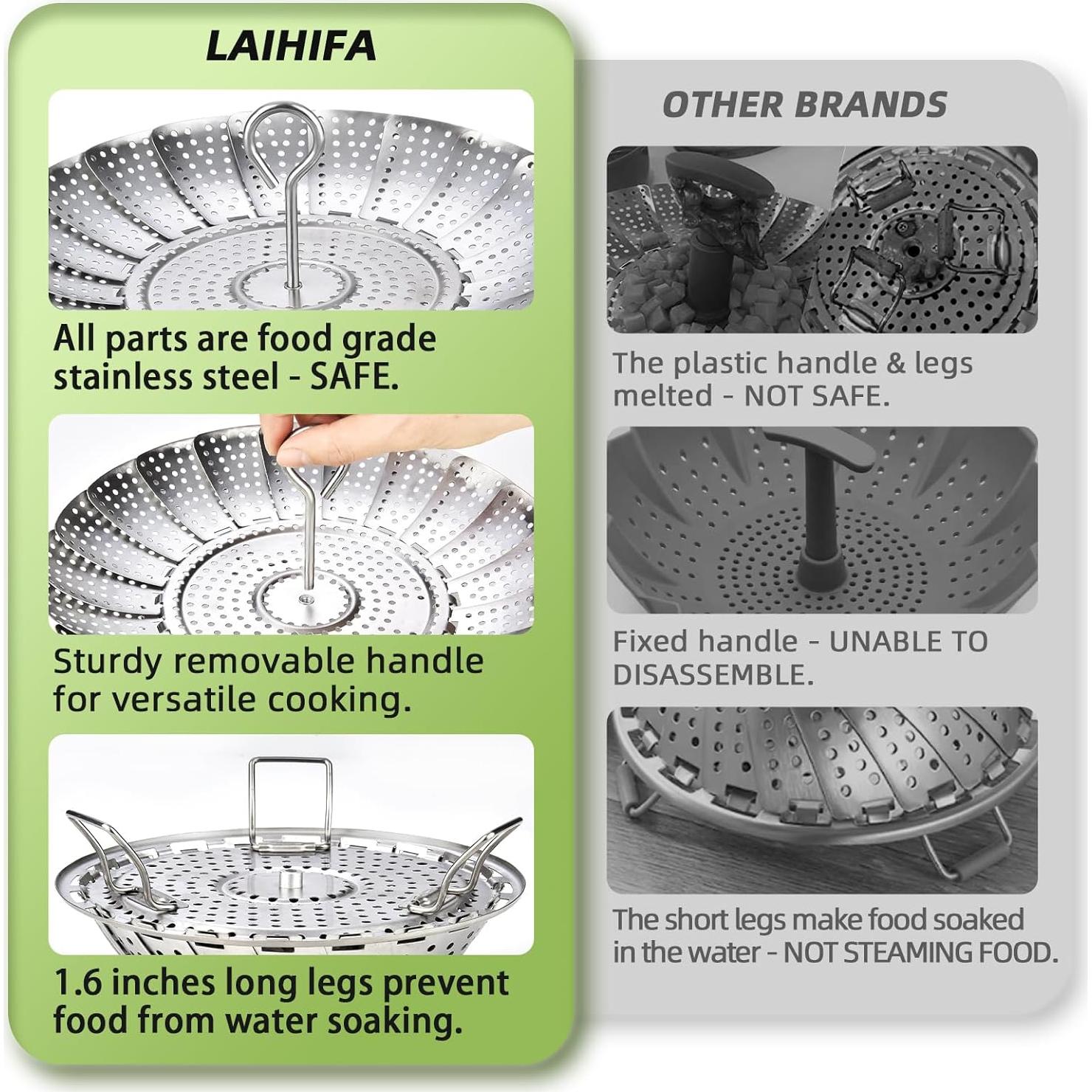 Cesta de Vapor Expandible Acero Inoxidable LAIHIFA 16.3-25.4 cm
