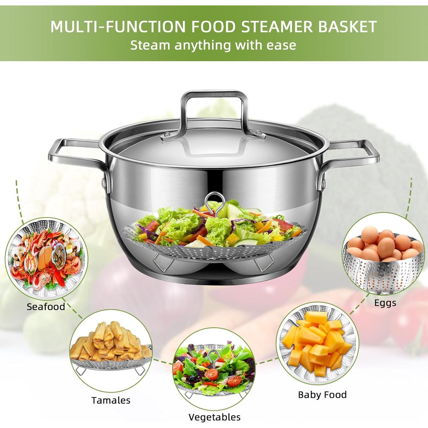 Cesta de Vapor Expandible Acero Inoxidable LAIHIFA 16.3-25.4 cm