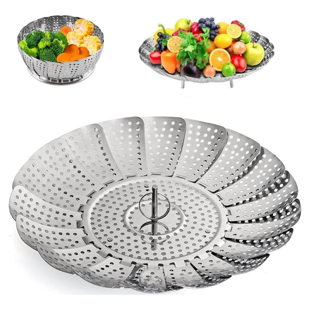 Cesta de Vapor Zocy Acero Inoxidable Ajustable 5 a 9 Pulgadas