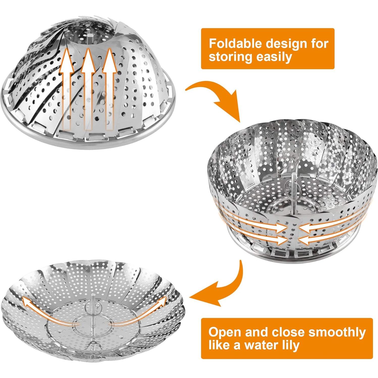 Cesta de Vapor Zocy Acero Inoxidable Ajustable 5 a 9 Pulgadas