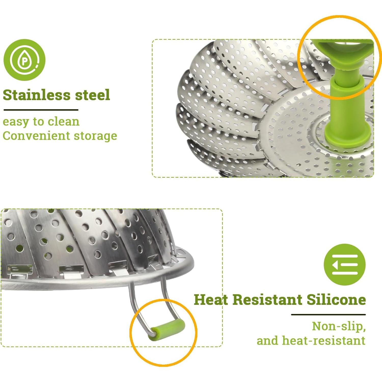 Cesta de Vapor Plegable Sihuuu 22.86 cm Acero Inoxidable