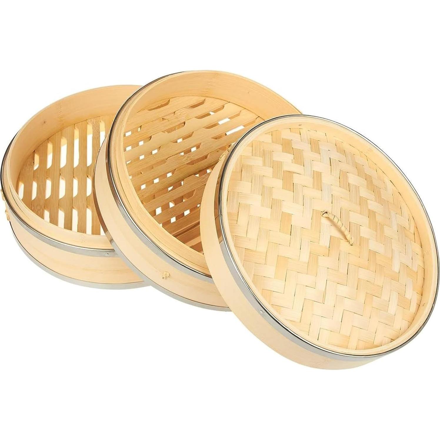 Cesta de Vapor de Bambú 2 Niveles Juvale 25.4x16.5 cm