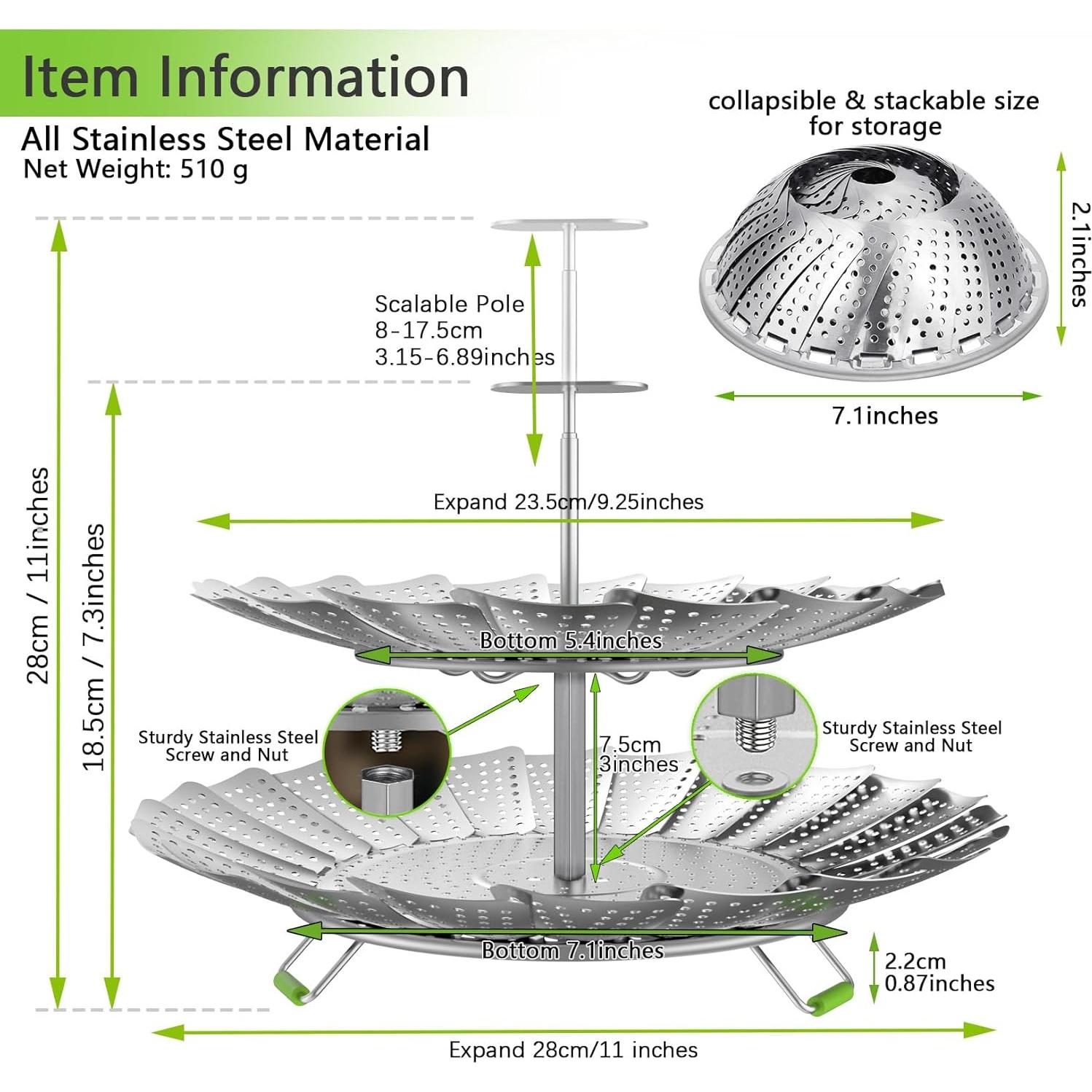Cesta de Vapor de Verduras VOGARB 2 Capas Acero Inoxidable