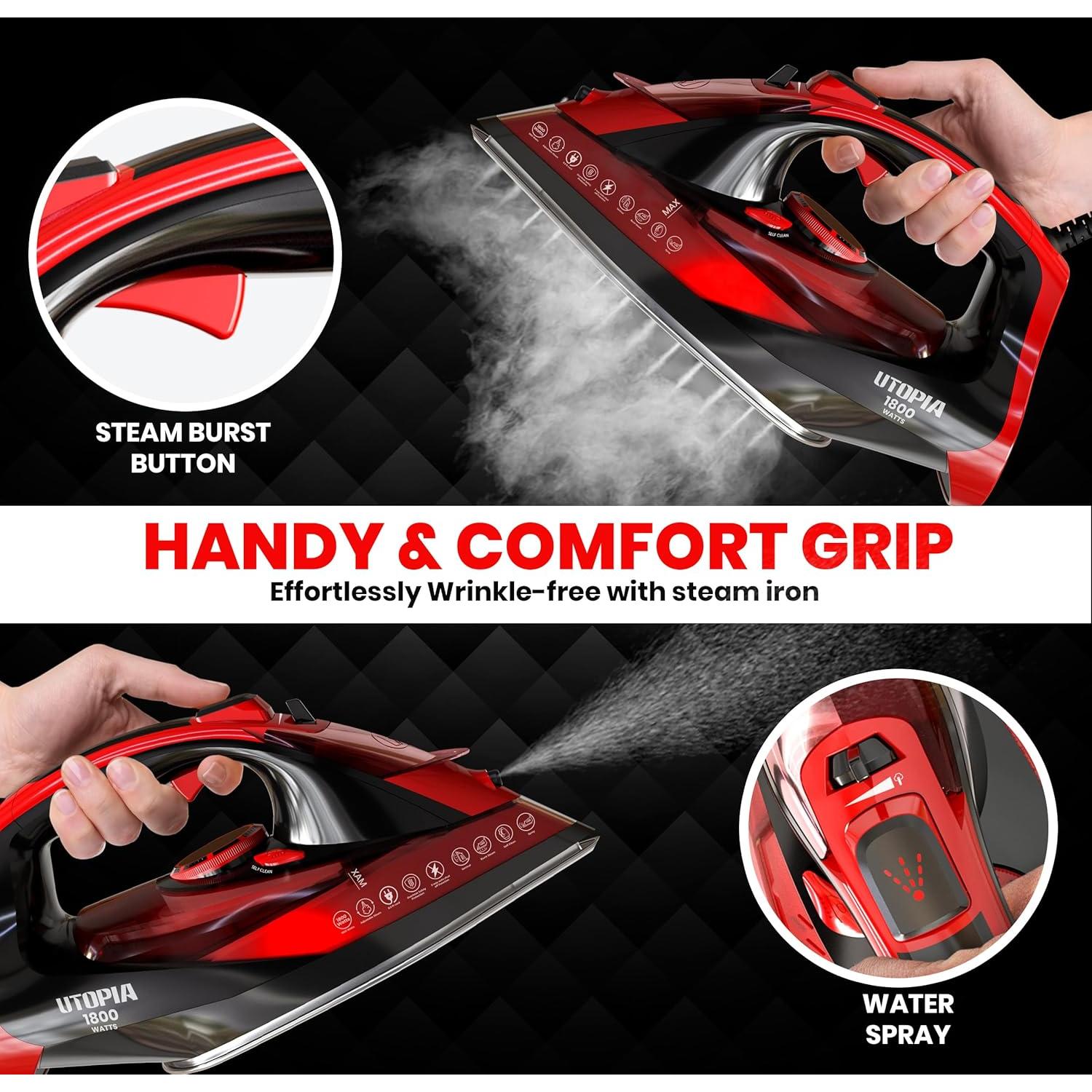 Plancha de Vapor Utopia Home 1800W - Suela Acero Inoxidable