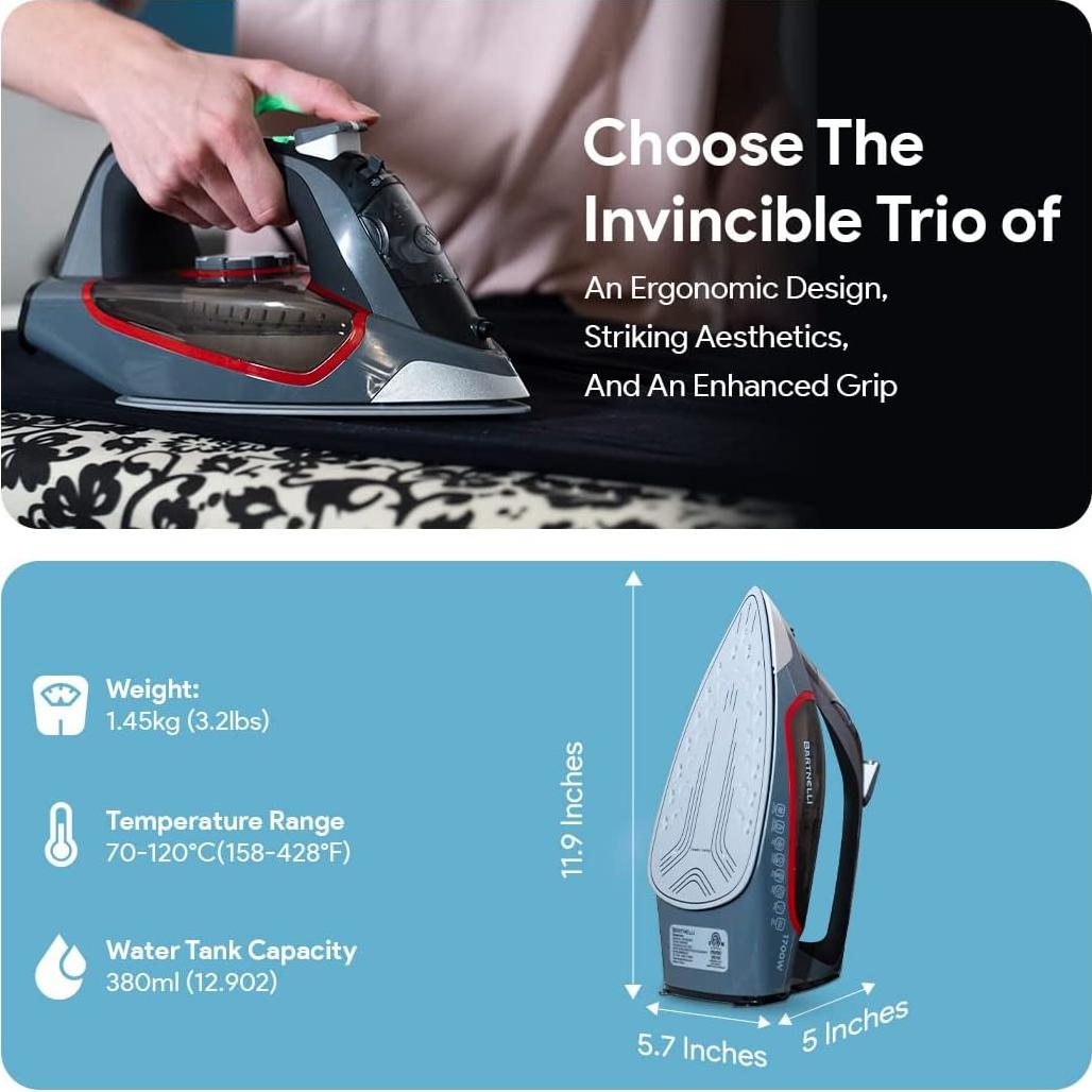 Plancha de Vapor Bartnelli BPI-8020RD 1700W Cerámica Roja