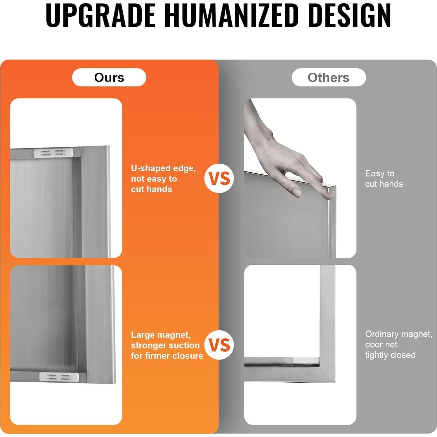 Puerta Doble BBQ VEVOR 75.5 x 53 cm Acero Inoxidable