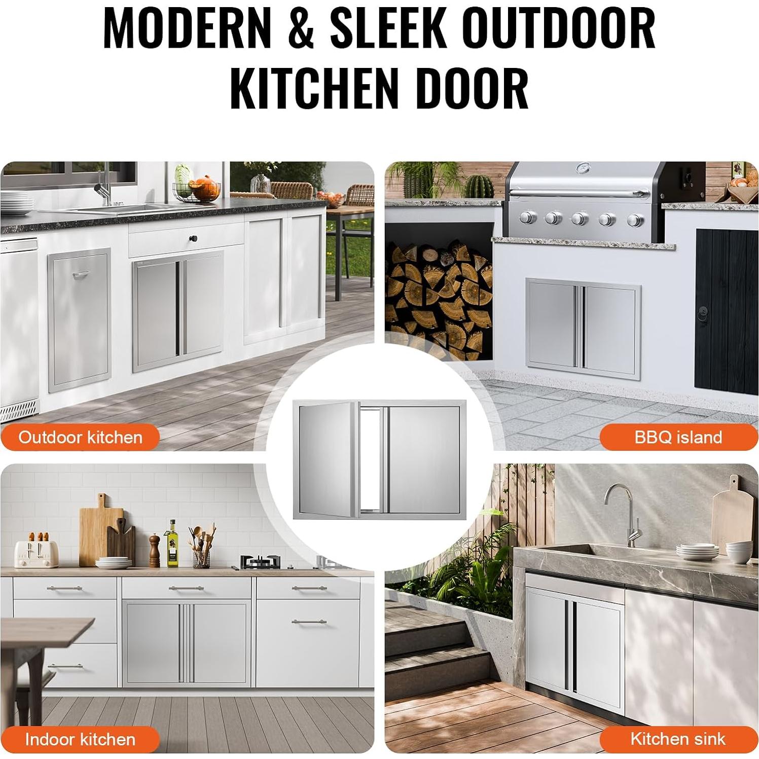 Puerta Doble BBQ VEVOR 75.5 x 53 cm Acero Inoxidable