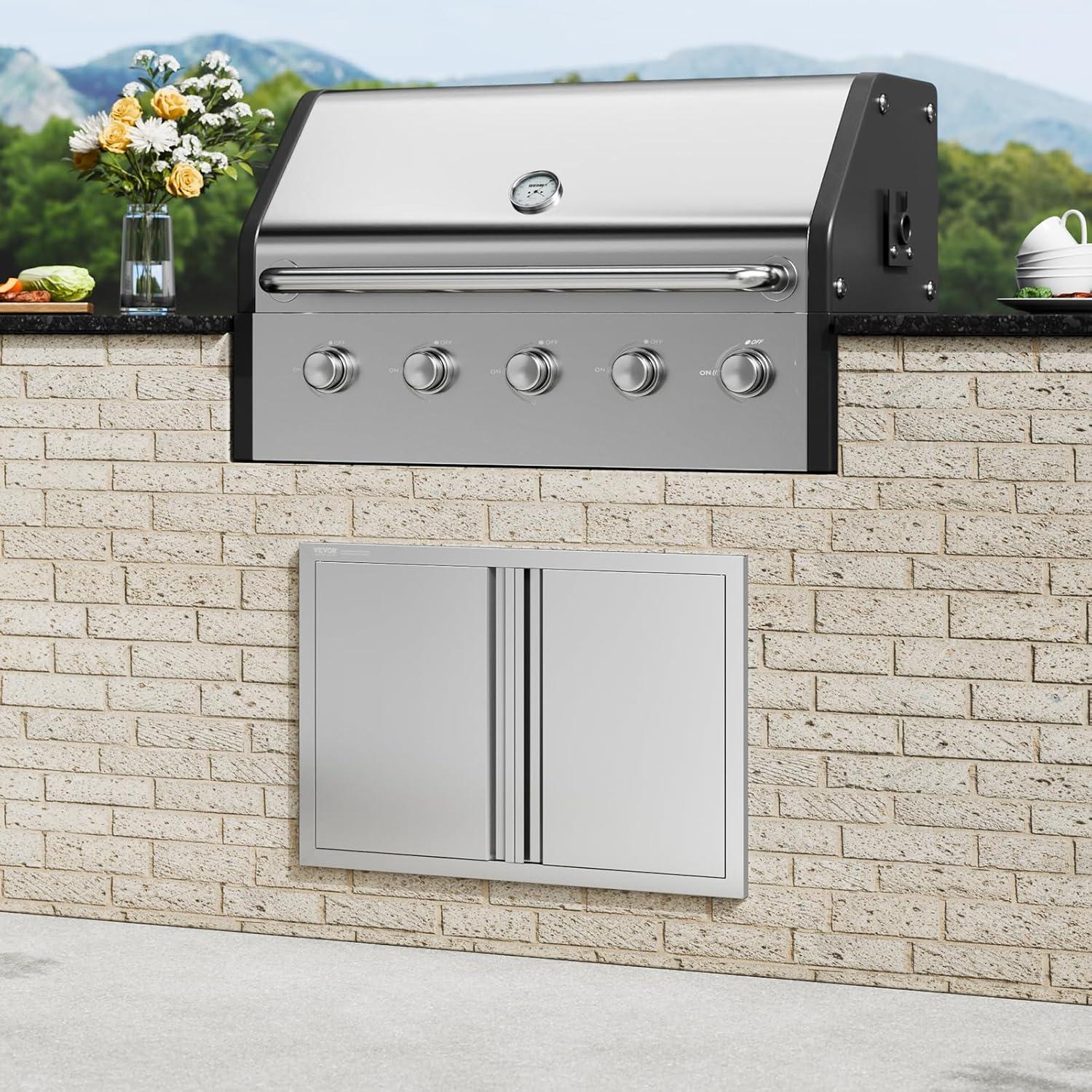 Puerta Doble BBQ VEVOR 75.5 x 53 cm Acero Inoxidable