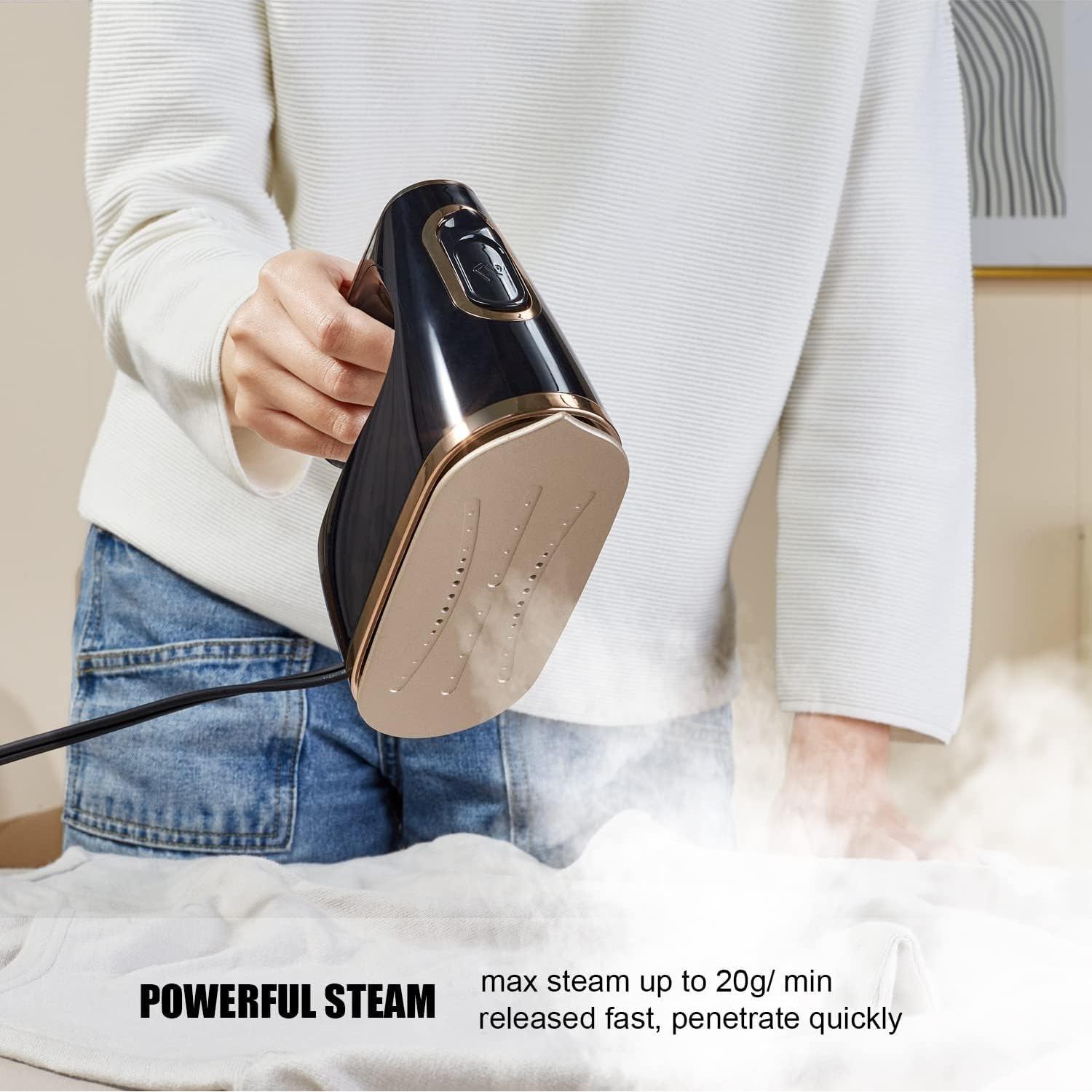 YIKA Clothes Steamer & Iron 2-in-1, Handheld Clothing Fabric Wrinkle Removal, 300ml Water Tank, Large Alloy Soleplate, Lightweight Small Garment Steamer for Home or Travel