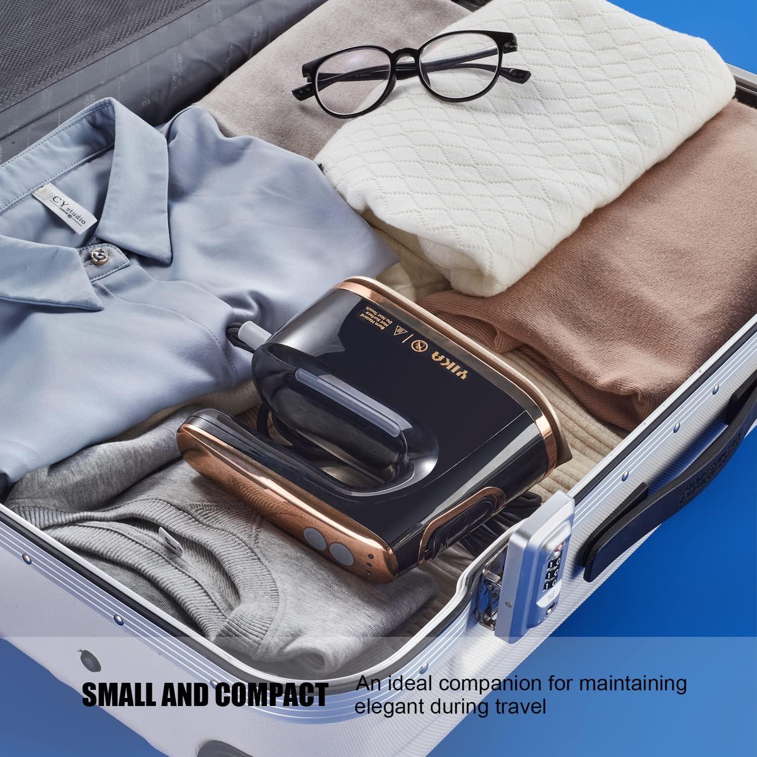 YIKA Clothes Steamer & Iron 2-in-1, Handheld Clothing Fabric Wrinkle Removal, 300ml Water Tank, Large Alloy Soleplate, Lightweight Small Garment Steamer for Home or Travel