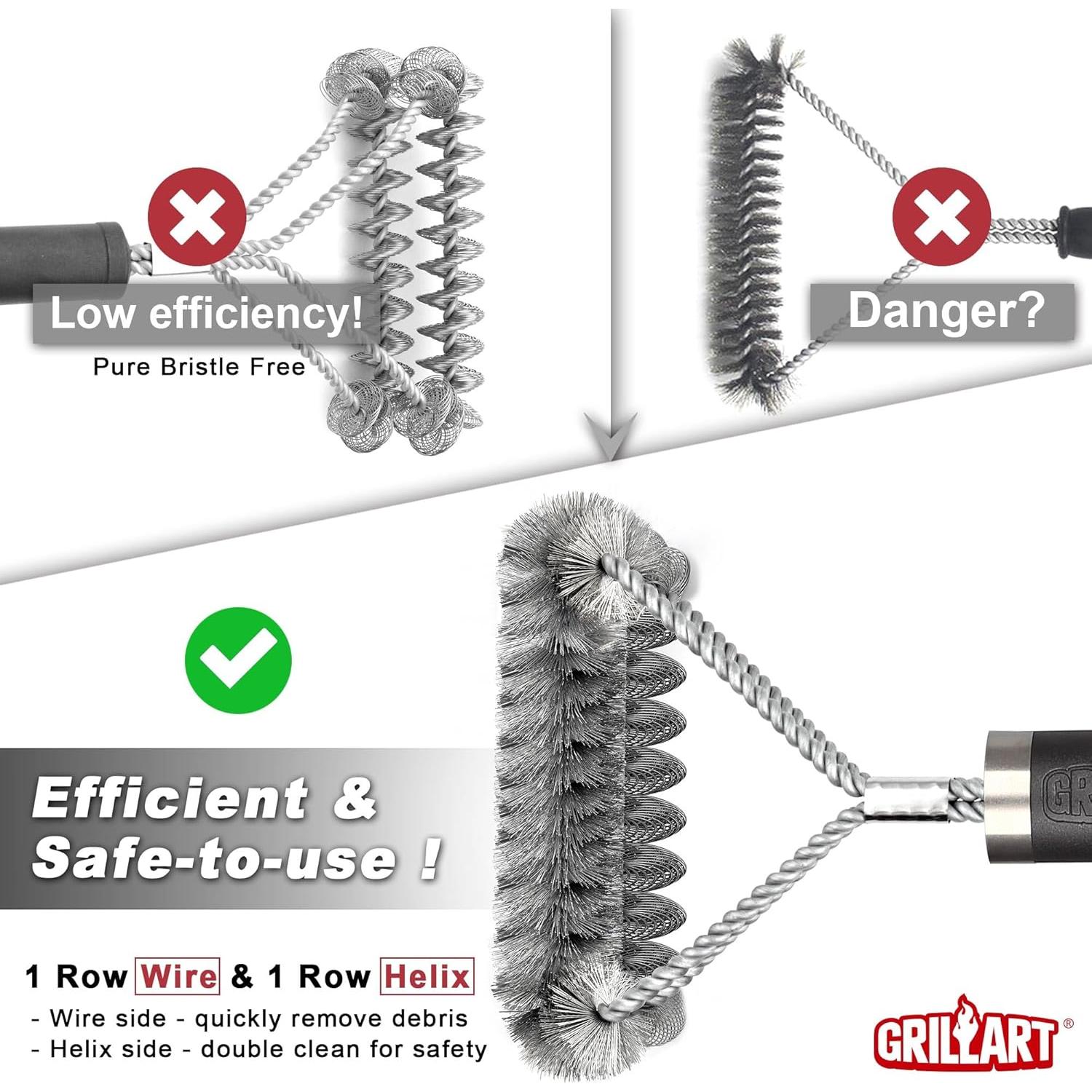 Cepillo para Parrilla GRILLART 2 en 1 Acero Inoxidable 45,72 cm