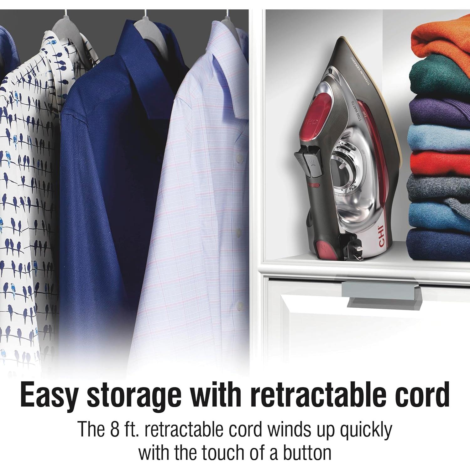 Plancha de Vapor CHI 1700W con Cable Retráctil 2.44m