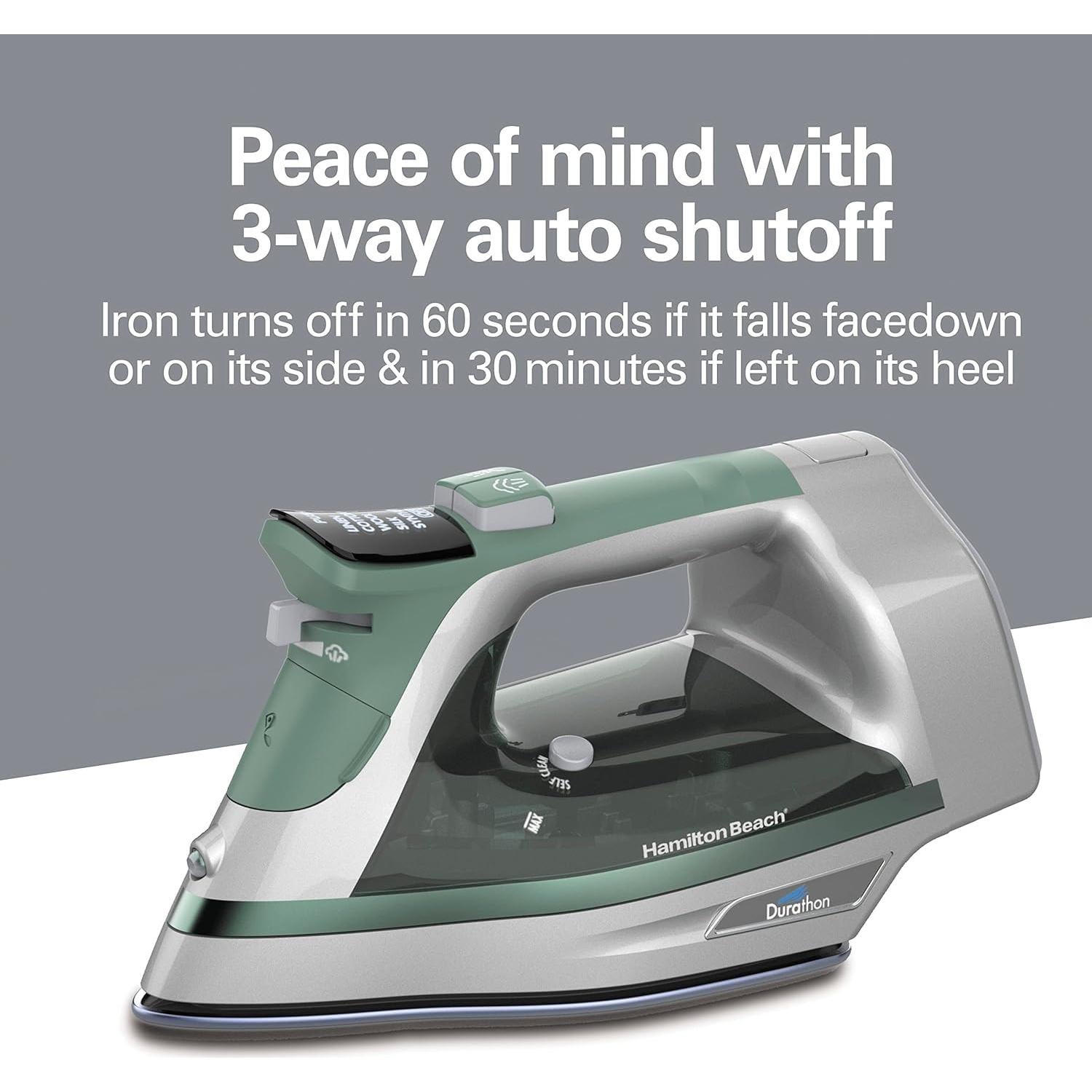 Plancha de Vapor Hamilton Beach 1800W con Suela Durathon Verde