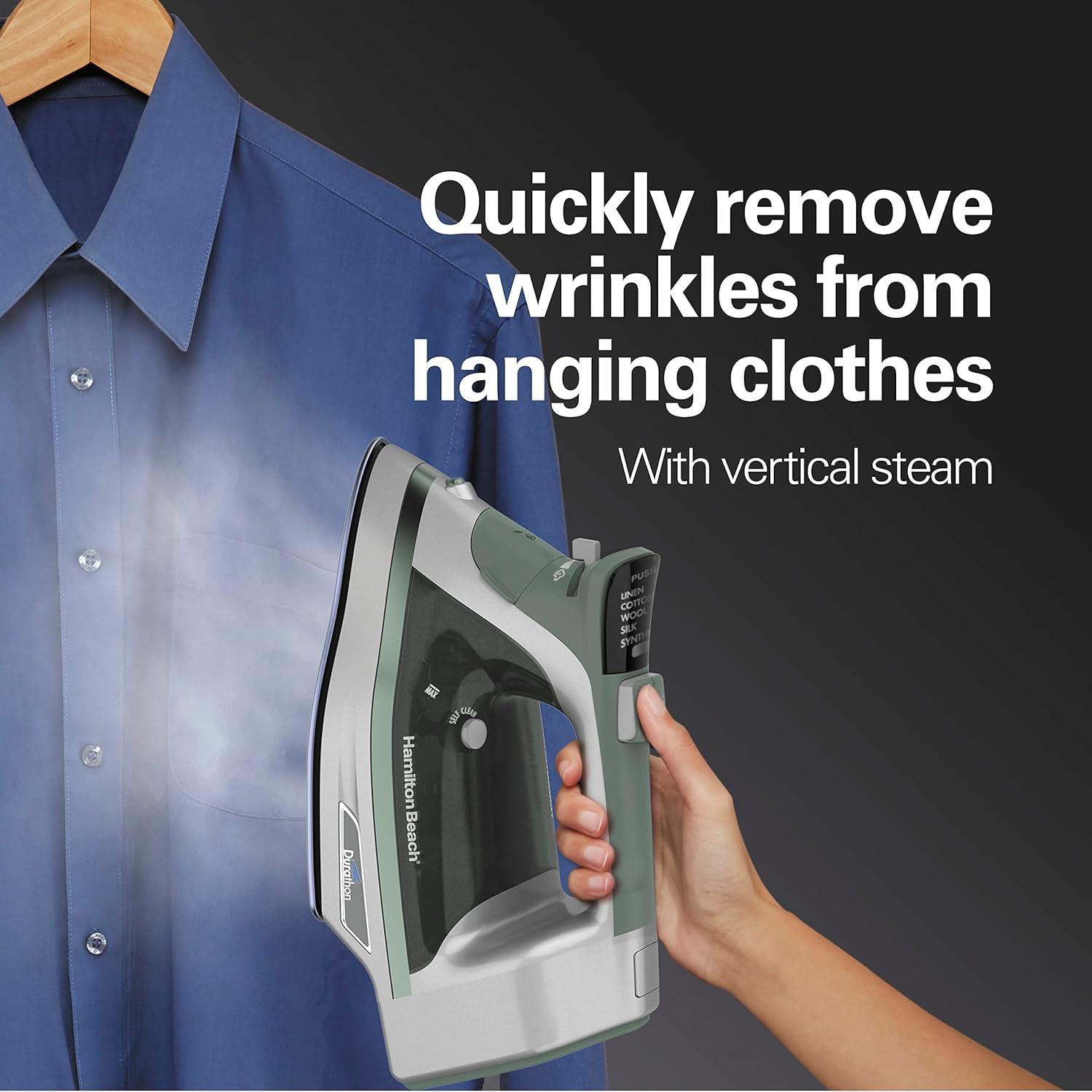 Plancha de Vapor Hamilton Beach 1800W con Suela Durathon Verde