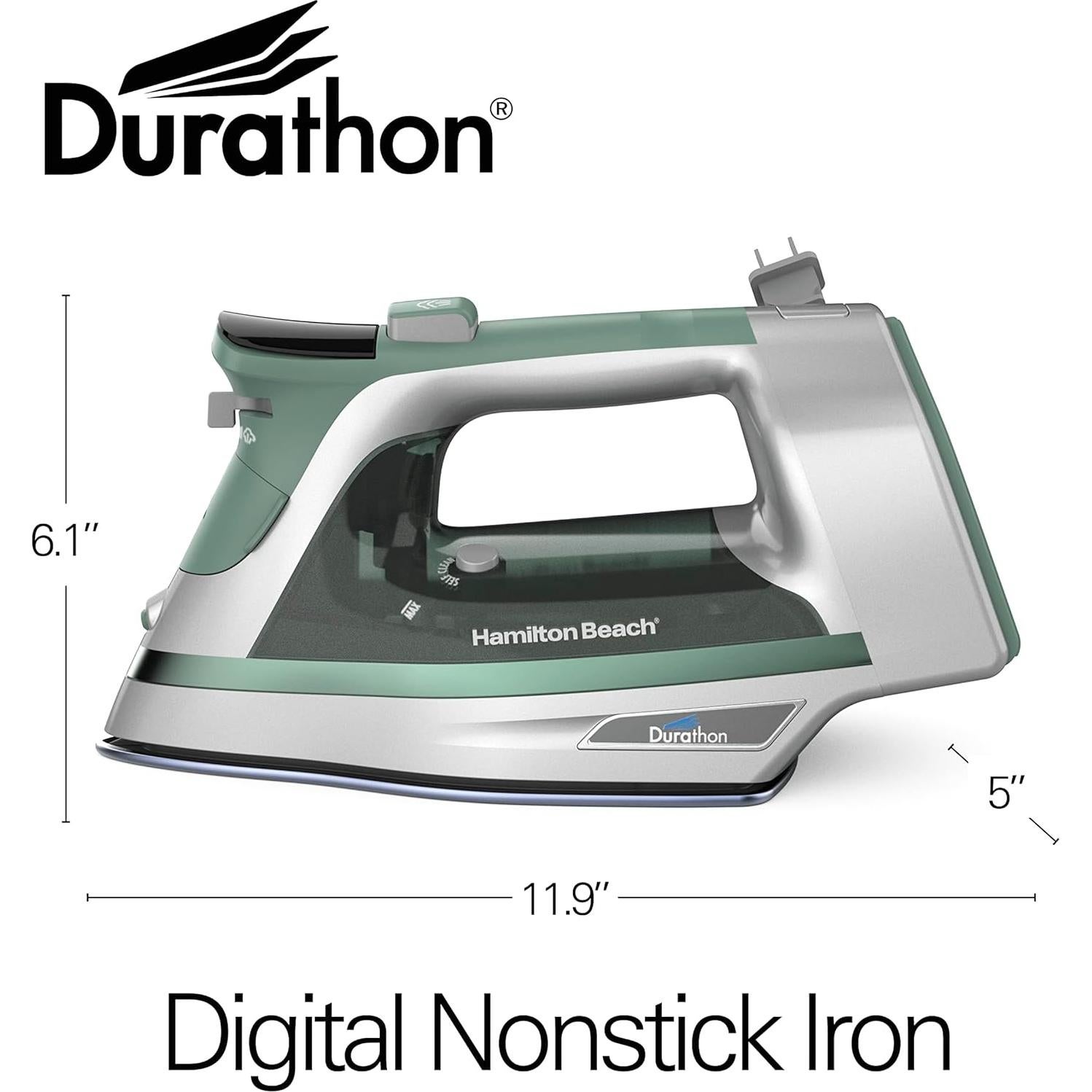 Plancha de Vapor Hamilton Beach 1800W con Suela Durathon Verde