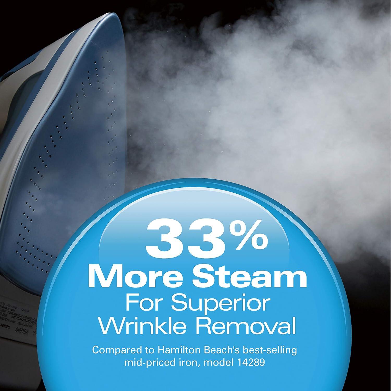 Steam Iron & Vertical Steamer for Clothes with Scratch-Resistant Soleplate, Adjustable Steam Settings + 8’ Cord Wrap, 3-Way Auto Shutoff, Anti-Drip, Self-Cleaning, 1500 Watts, Blue