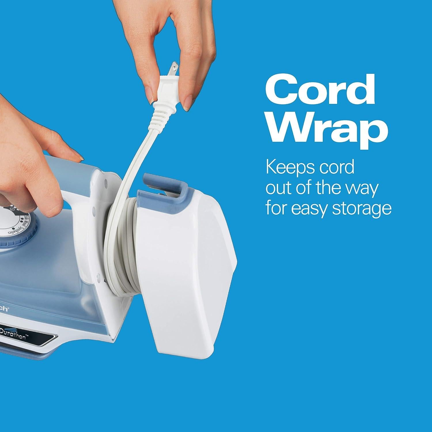 Steam Iron & Vertical Steamer for Clothes with Scratch-Resistant Soleplate, Adjustable Steam Settings + 8’ Cord Wrap, 3-Way Auto Shutoff, Anti-Drip, Self-Cleaning, 1500 Watts, Blue